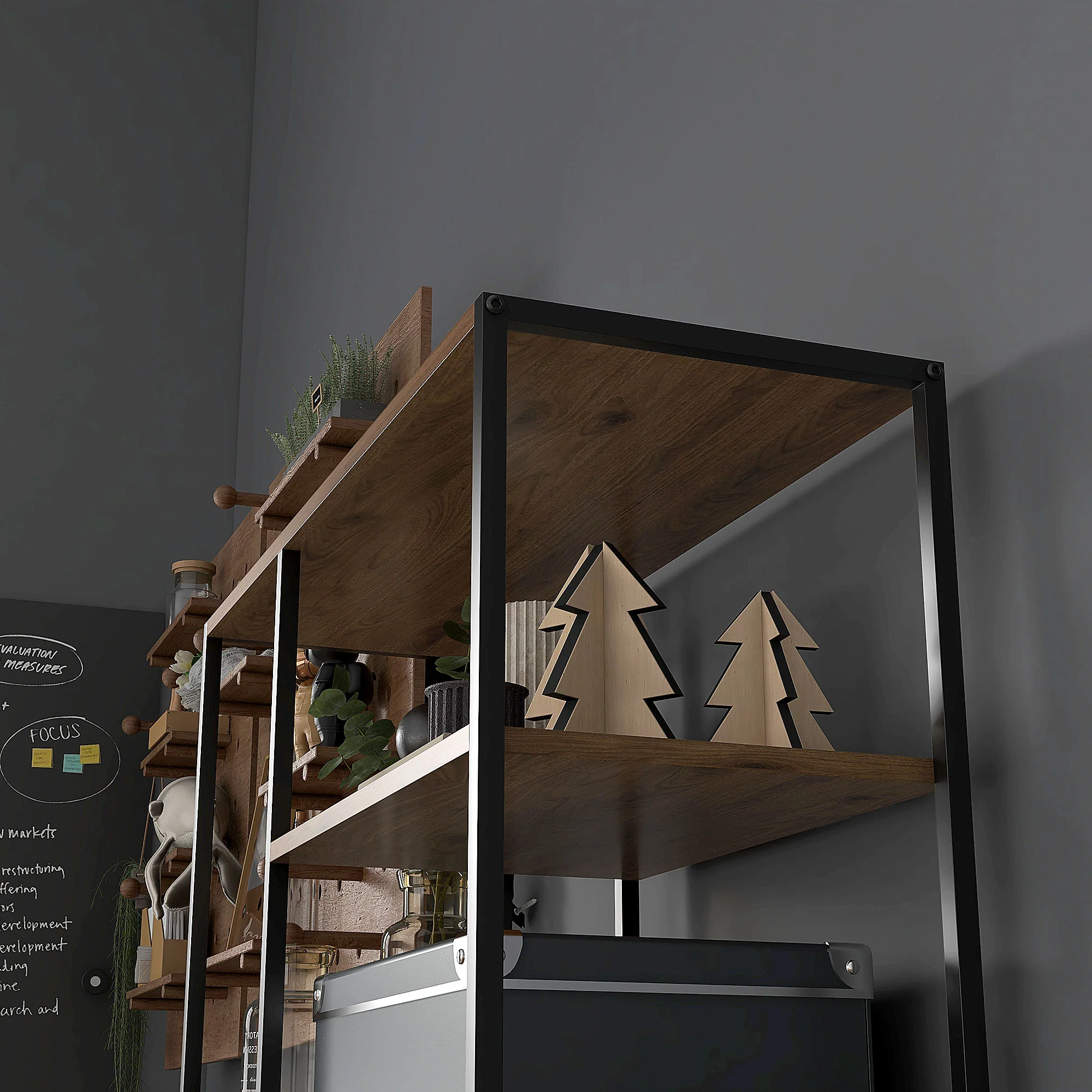 HOMCOM 5 Tier Free Standing Book Shelf With 2 Drawers For Study, Living Room - Image 9