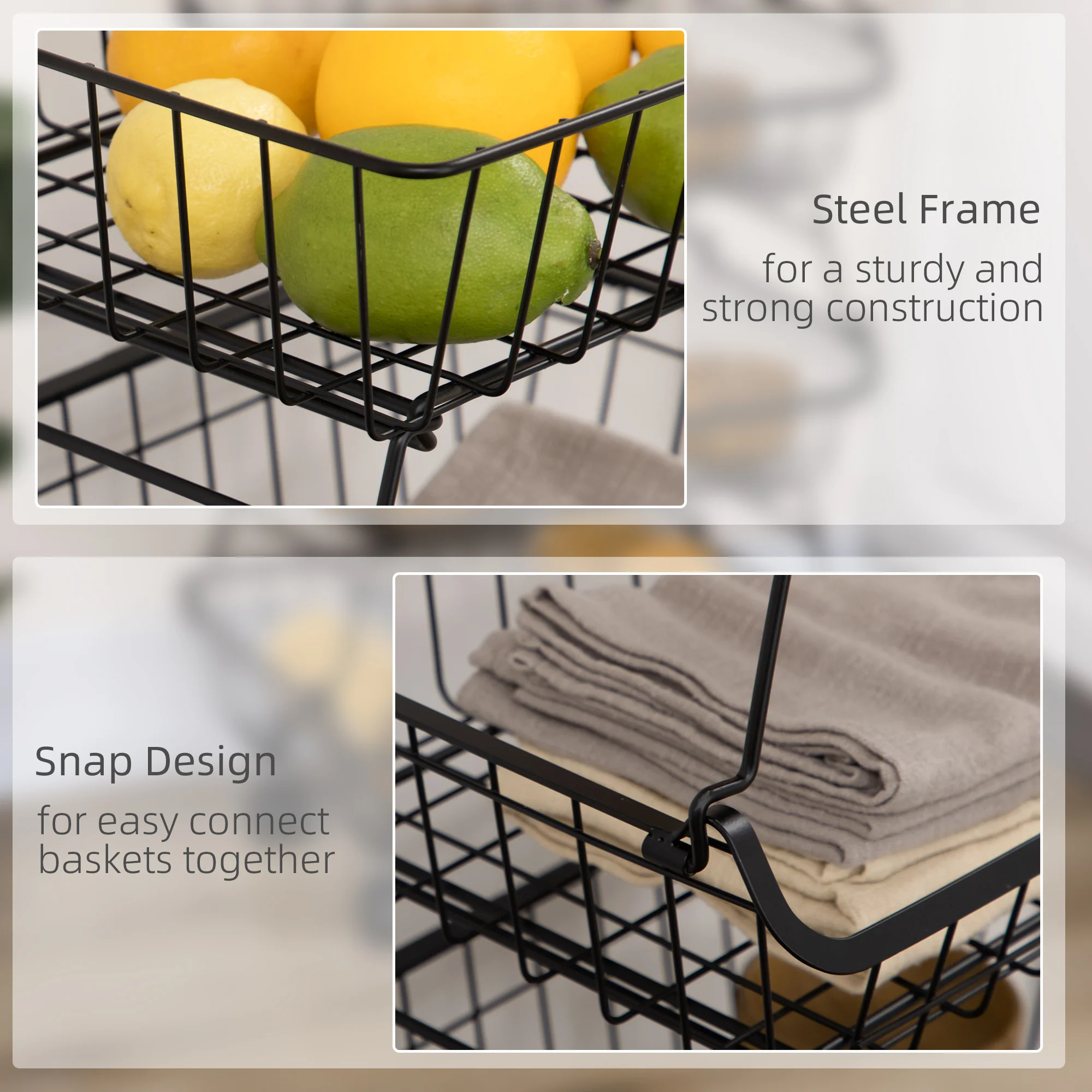 HOMCOM 5 Tier Storage Trolley Cart Vegetable Rack with Wheels for Kitchen - Image 7