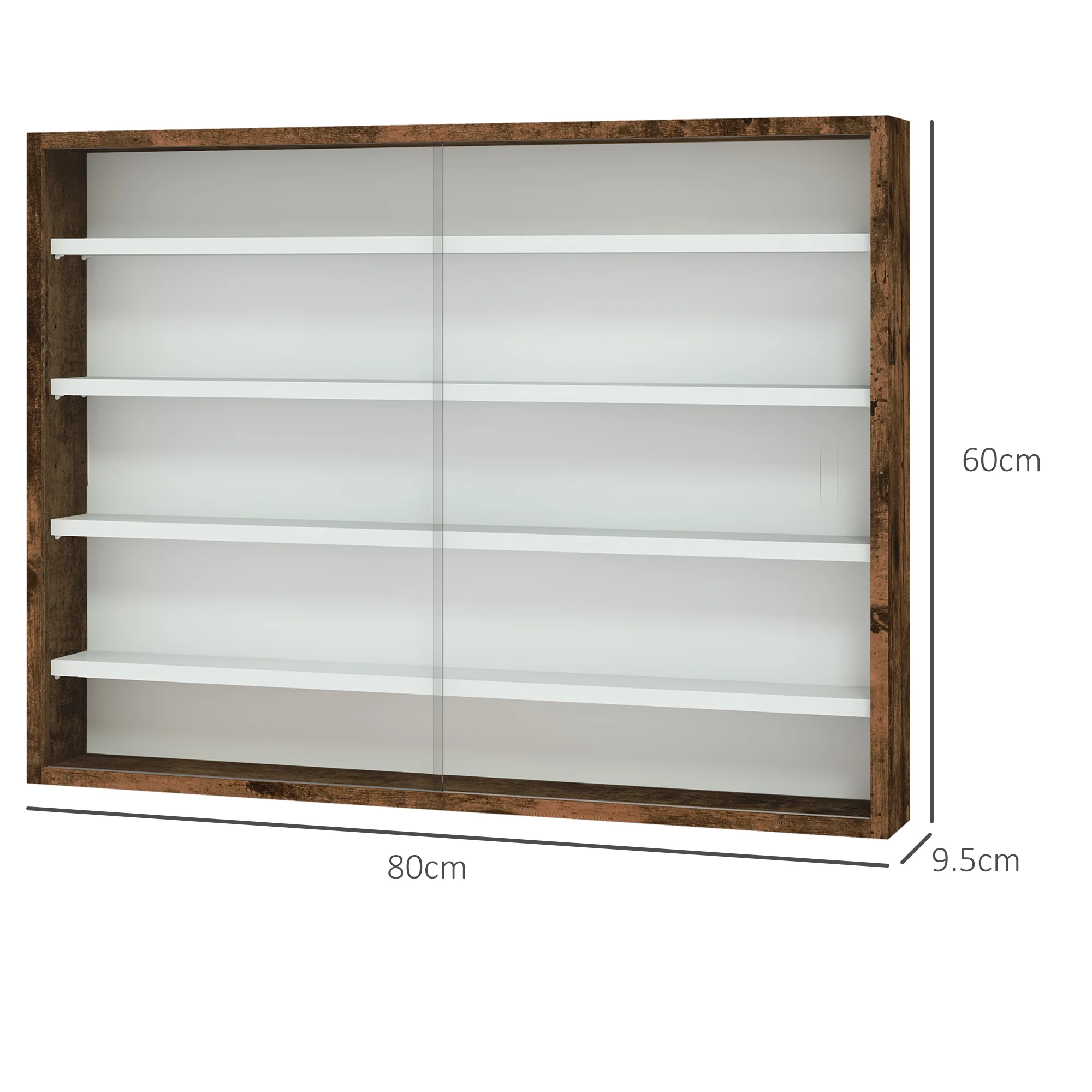 HOMCOM 5-Tier Wall Display Shelf Unit Cabinet W/ Shelves Glass Doors - Image 5