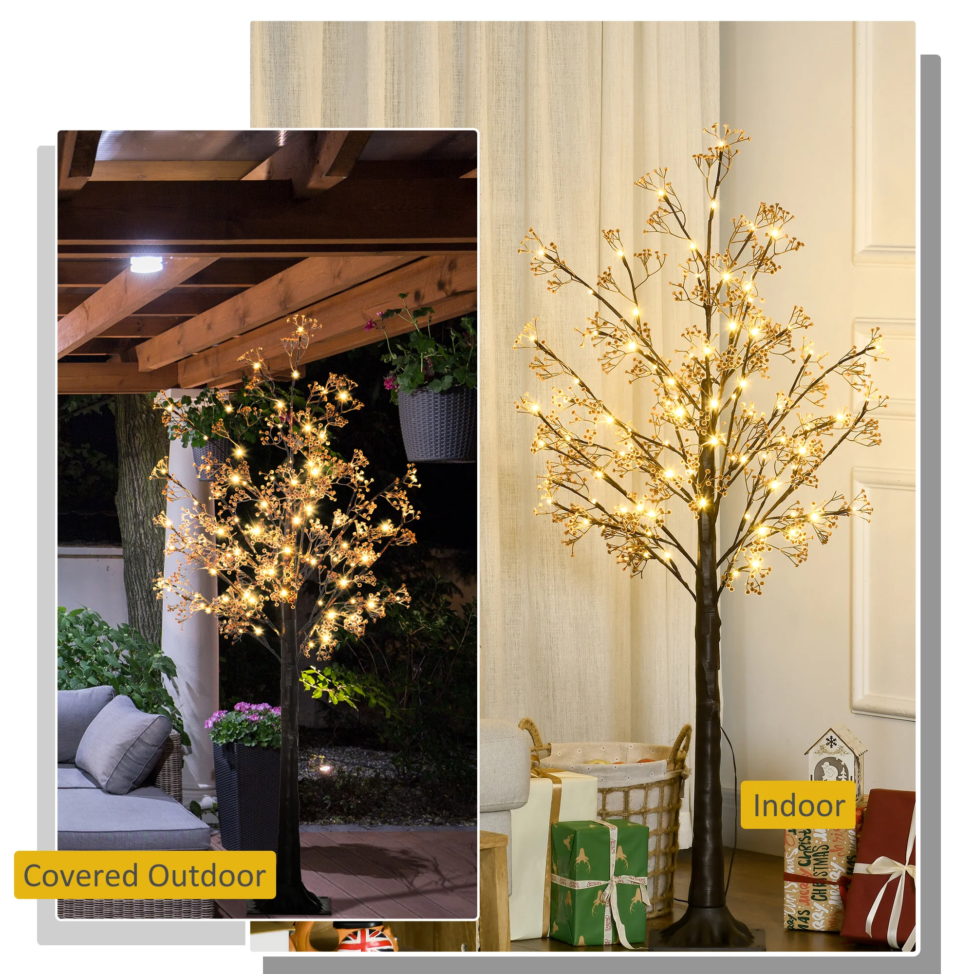 HOMCOM 5ft Artificial Gypsophila Blossom Tree Light with 96 Warm White LED Light, Baby Breath Flowers for Home Party Wedding, Indoor and Outdoor Use - Image 6