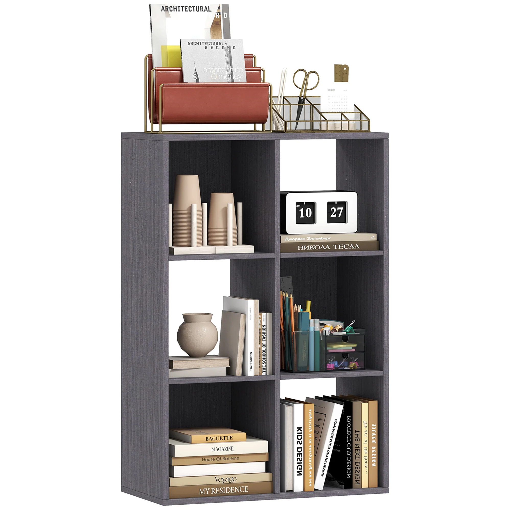 HOMCOM 6-Cube Bookshelf, Display Shelving Unit For Home Office - Image 10