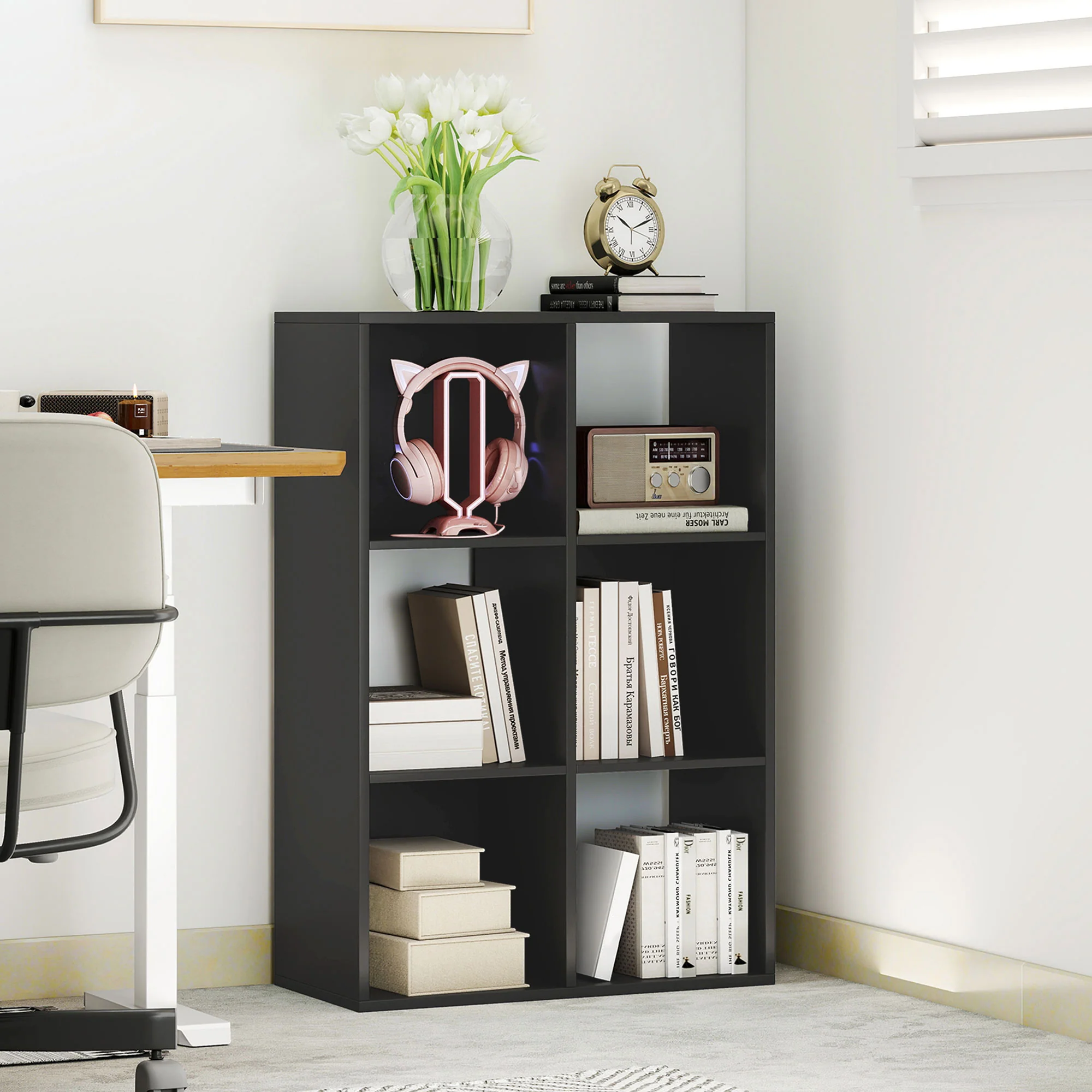 HOMCOM 6-Cube Bookshelf, Display Shelving Unit For Home Office - Image 2