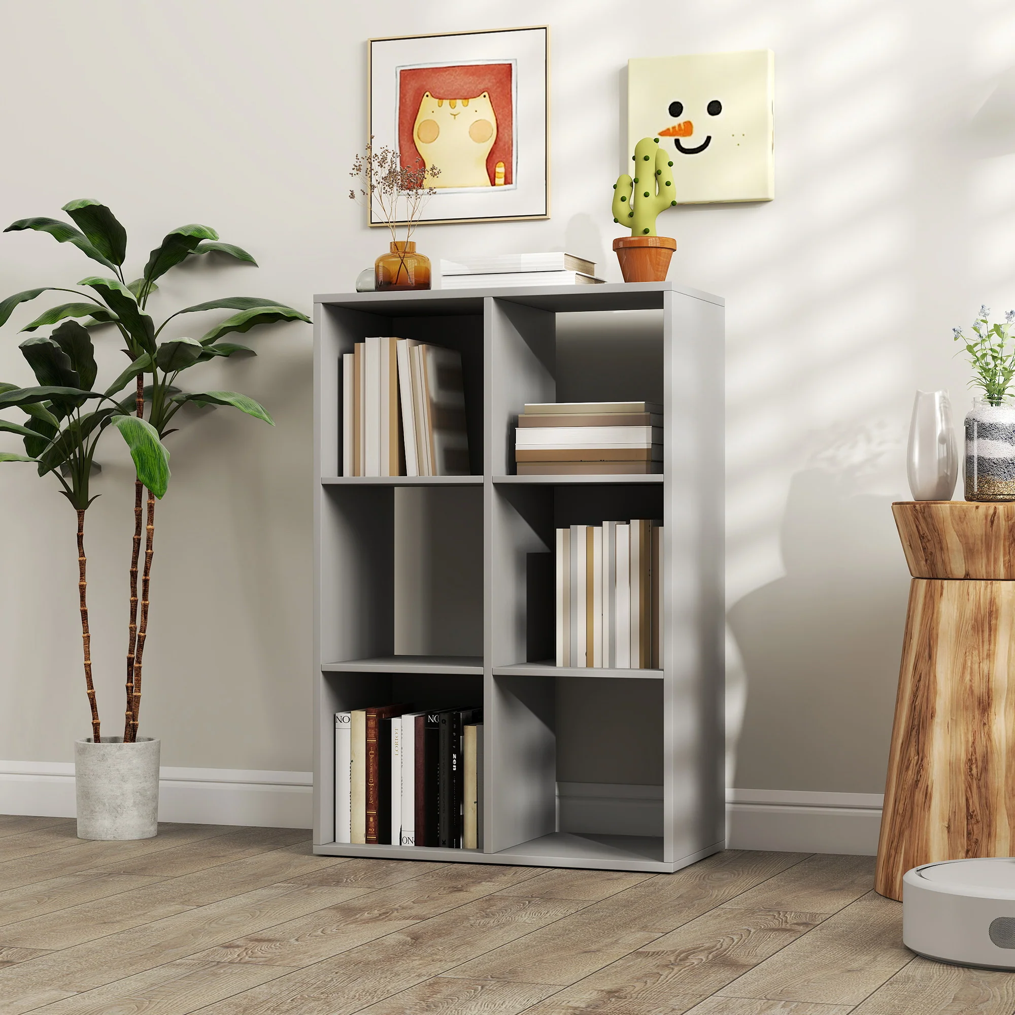 HOMCOM 6-Cube Bookshelf, Display Shelving Unit For Home Office - Image 27