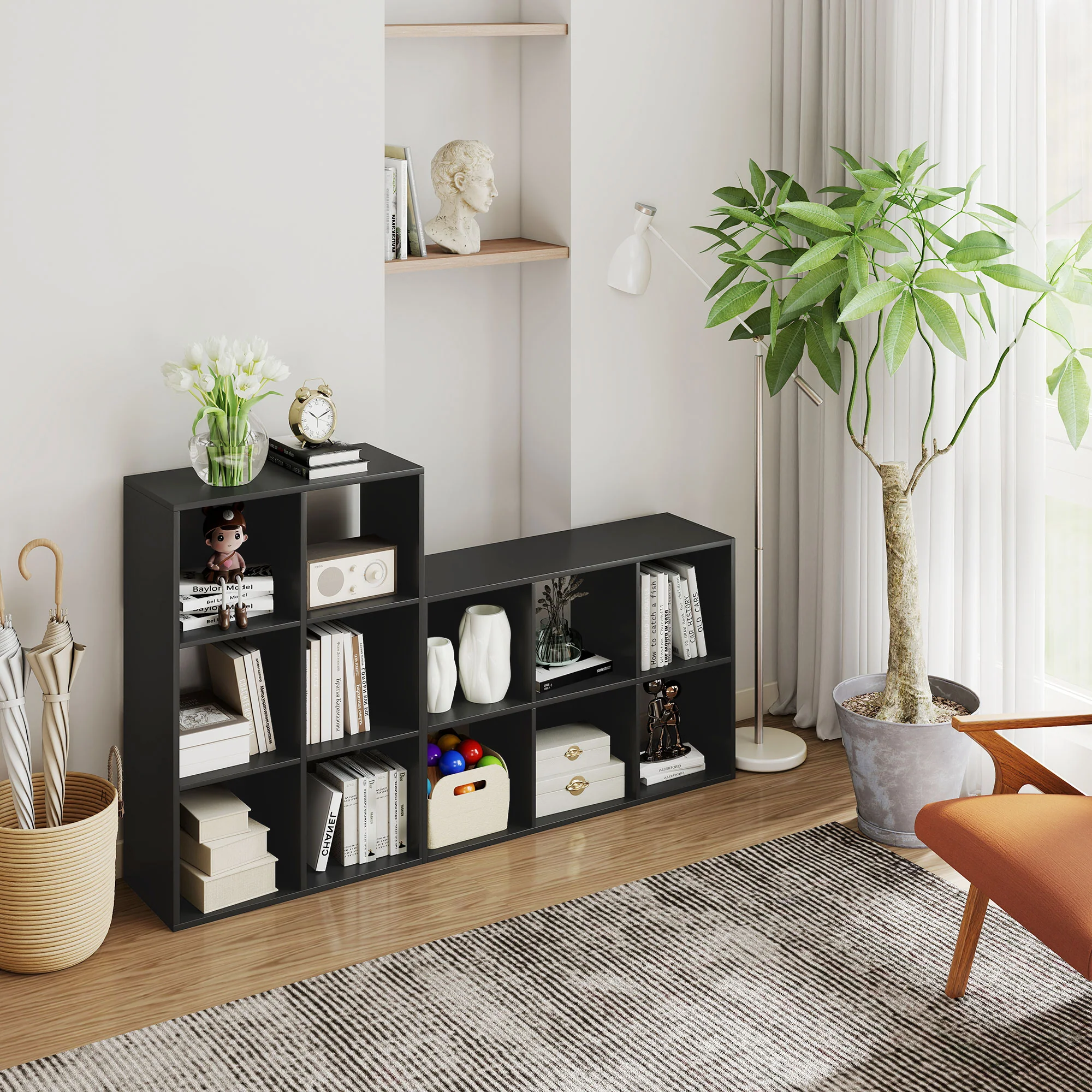 HOMCOM 6-Cube Bookshelf, Display Shelving Unit For Home Office - Image 7