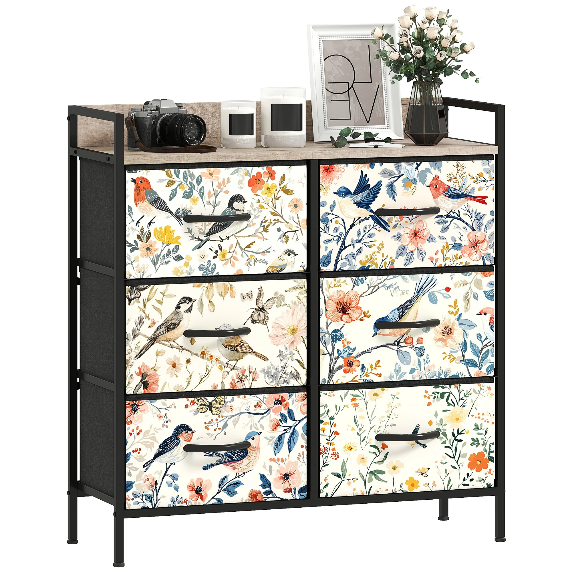 HOMCOM 6-Drawer Chest Of Drawers, Fabric Dresser With Open Shelf - Image 10