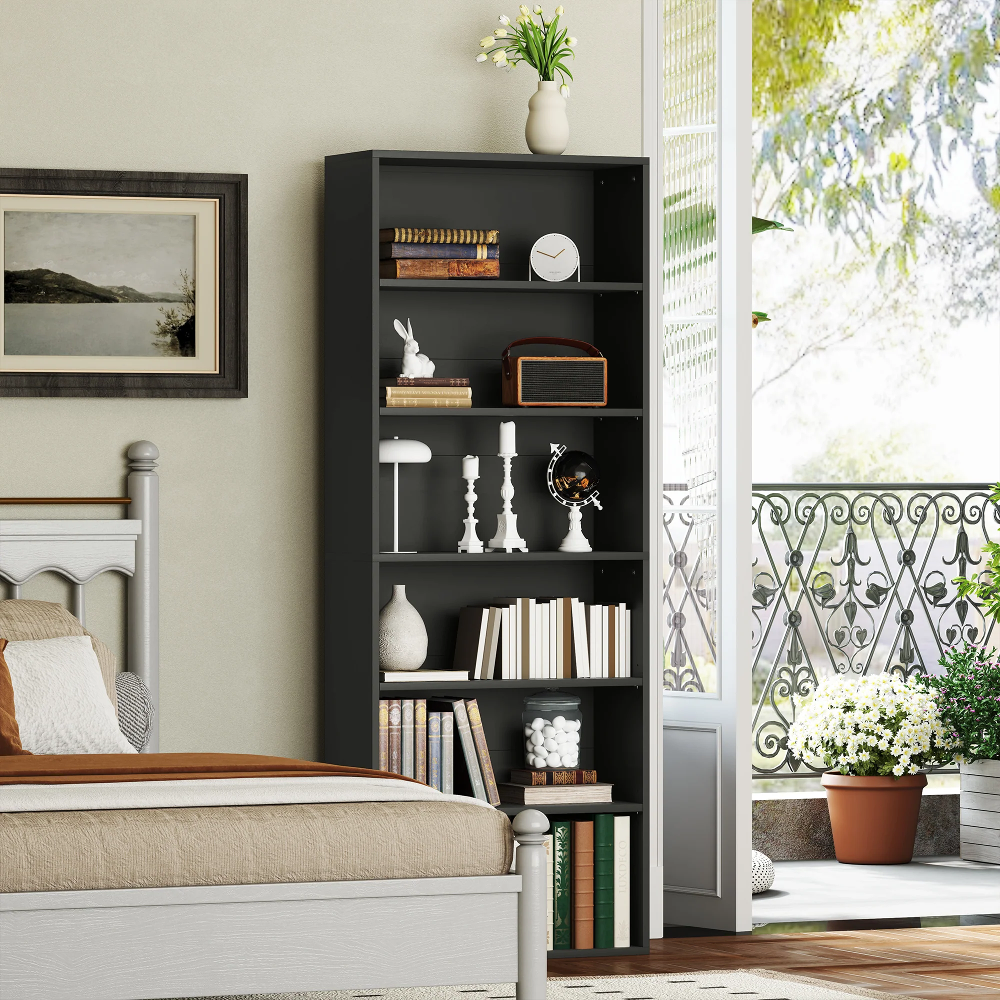 HOMCOM 6 Tier Bookshelf, Freestanding Bookcase With Adjustable Shelves - Image 7