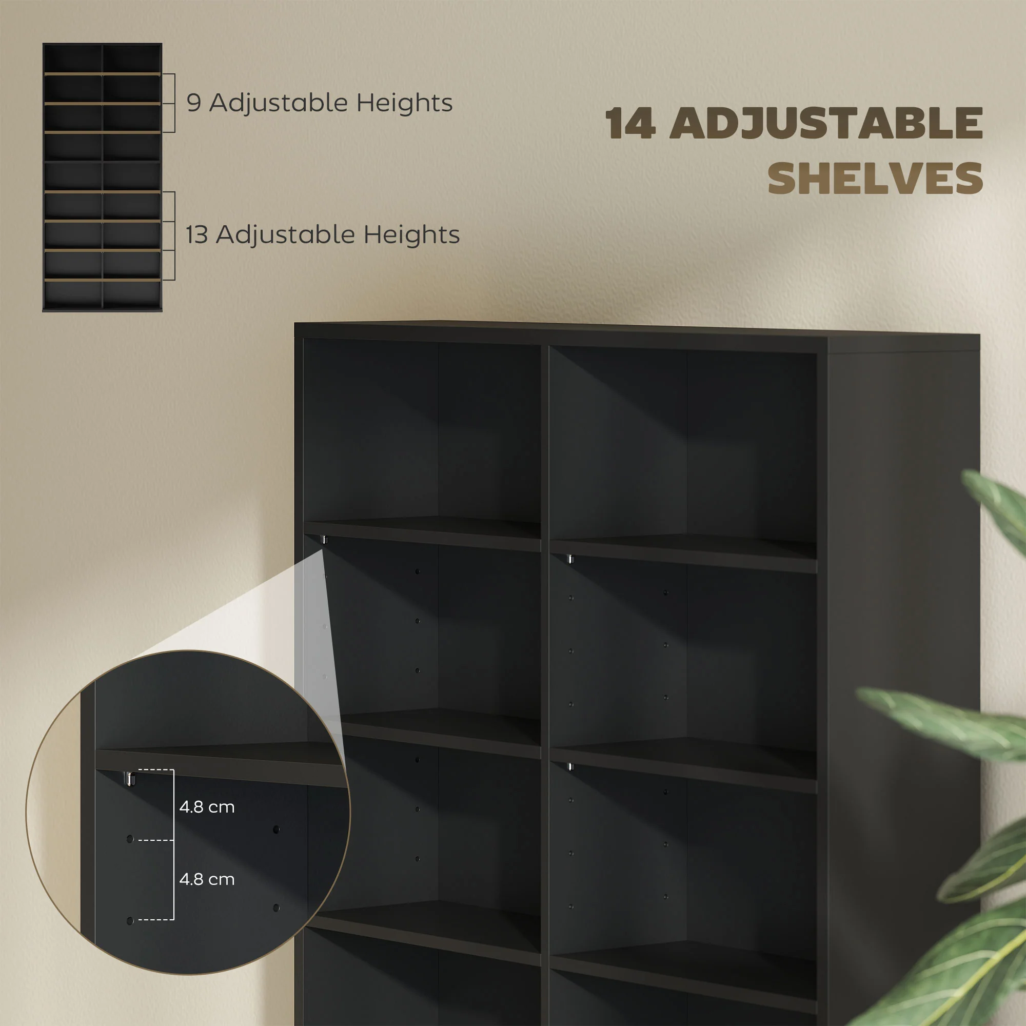 HOMCOM 640 CD Storage Unit 360 DVD Storage Tower W/ 18 Compartments - Image 4