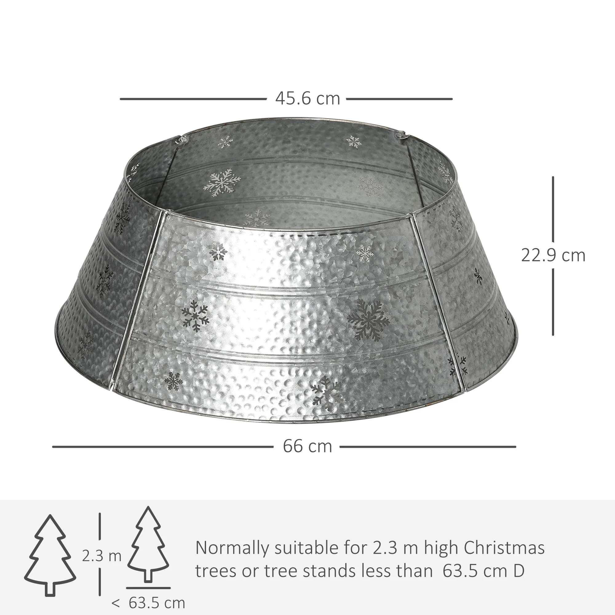 HOMCOM 66cm Christmas Tree Collar with Hollow Snowflake Patterns Silver - Image 3