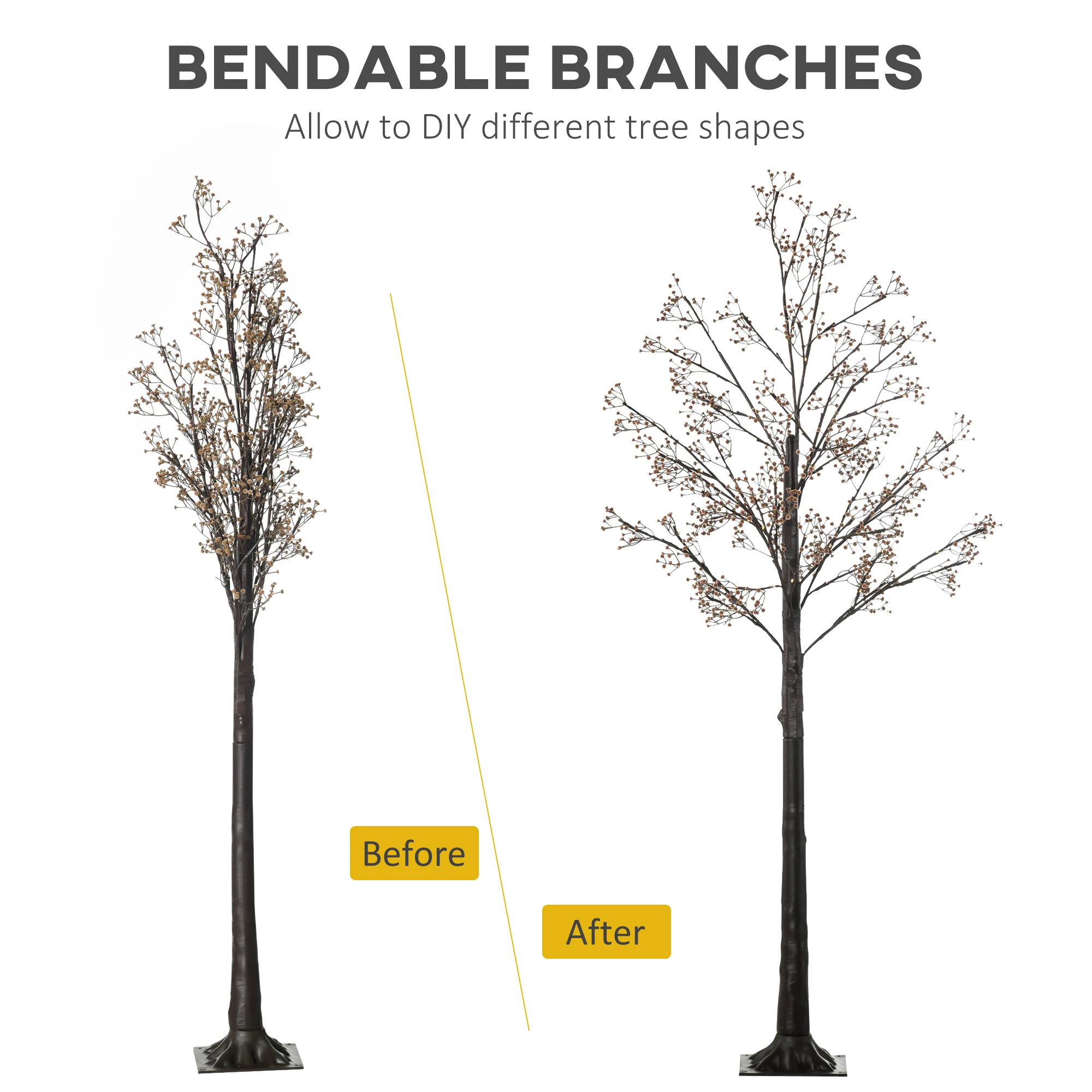 HOMCOM 6ft Artificial Gypsophila Blossom Tree Light with 96 Warm White LED Light, Baby Breath Flowers for Home Party Wedding, Indoor and Outdoor Use - Image 5
