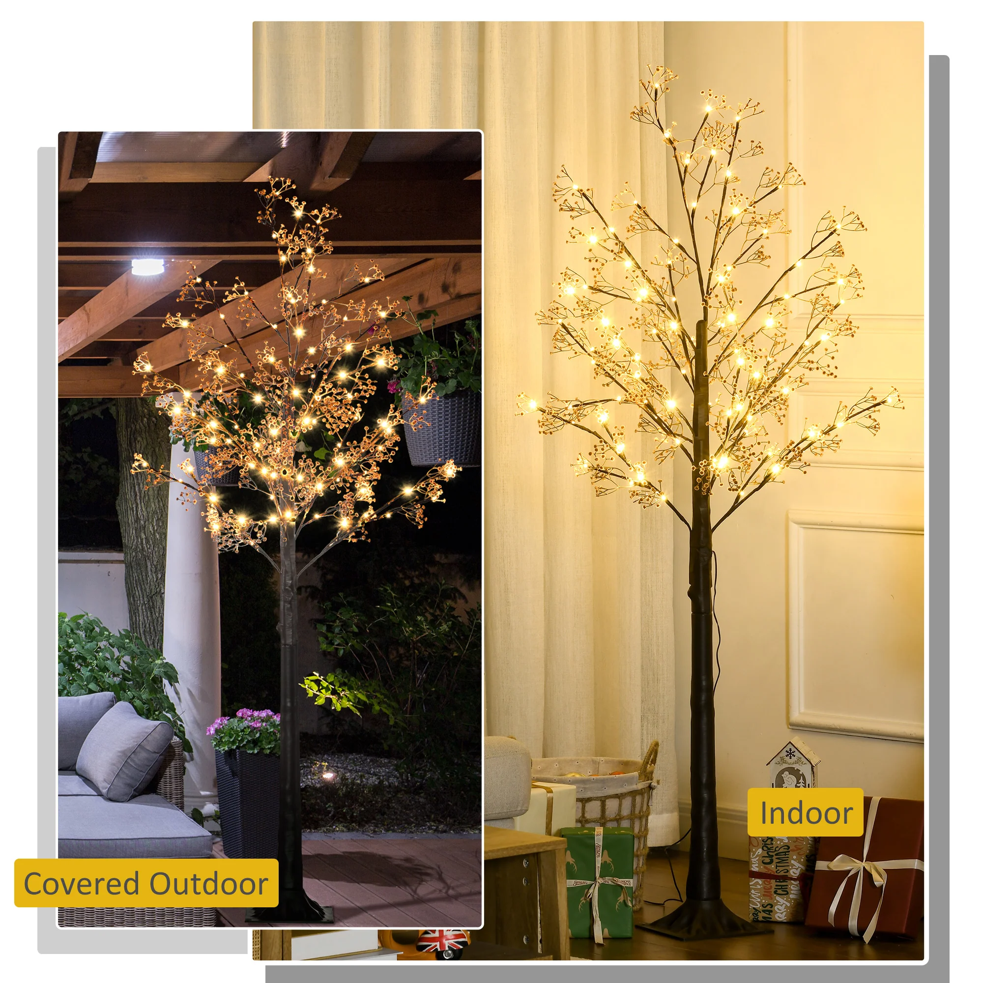 HOMCOM 6ft Artificial Gypsophila Blossom Tree Light with 96 Warm White LED Light, Baby Breath Flowers for Home Party Wedding, Indoor and Outdoor Use - Image 6