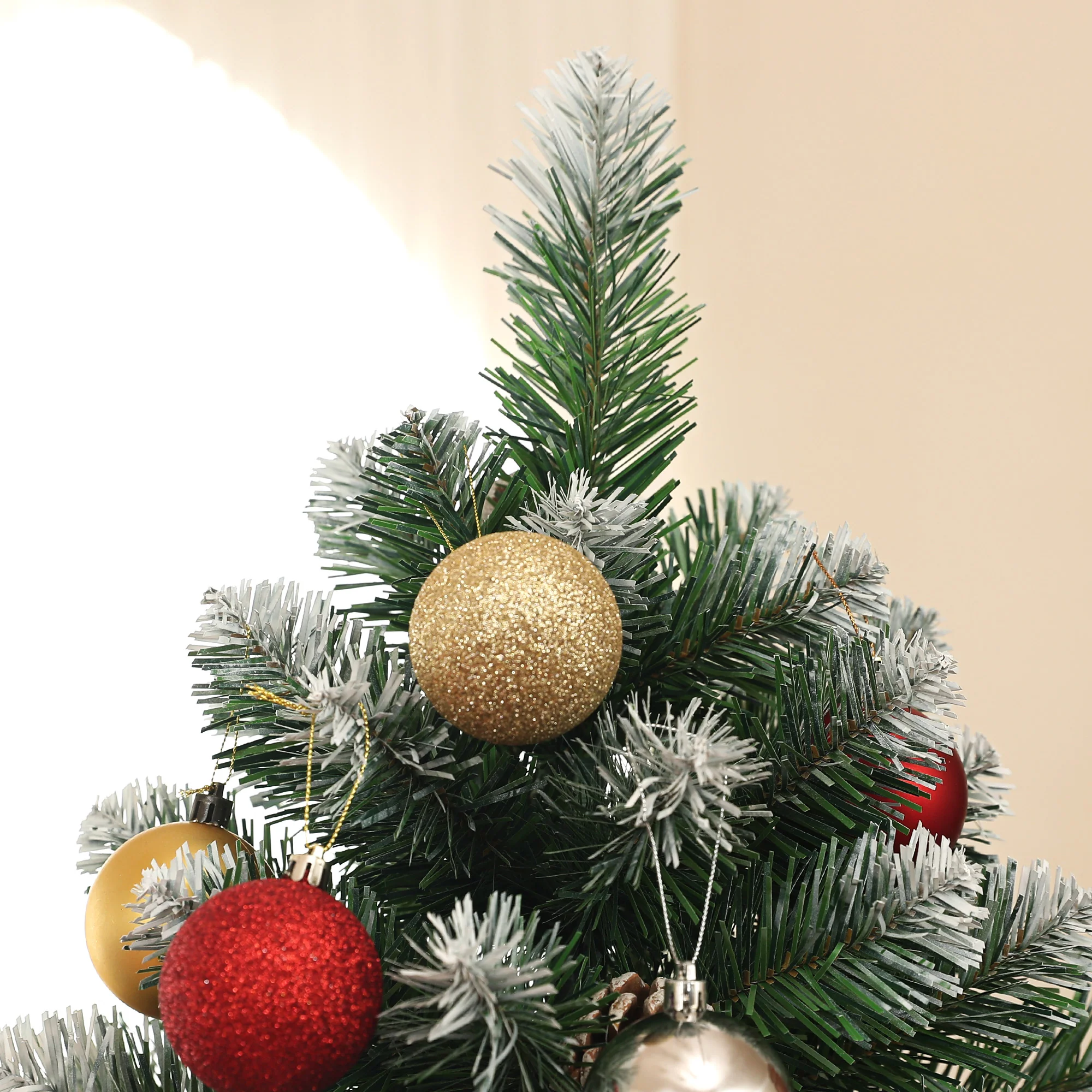 HOMCOM 6ft Artificial Pine Christmas Tree With Pinecones, Steel Base - Image 9