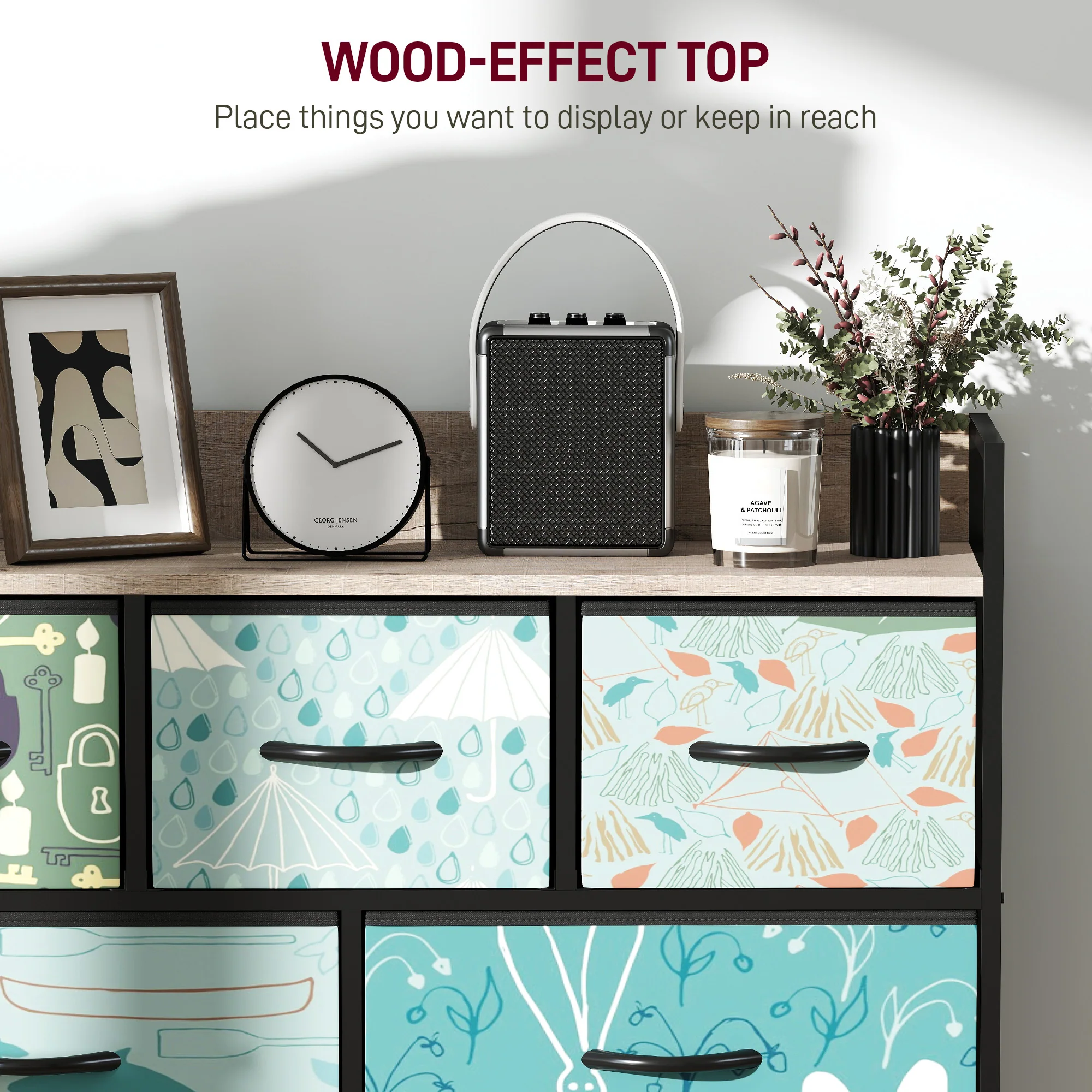 HOMCOM 7-Drawer Chest Of Drawers, Fabric Dresser With Open Shelf - Image 4