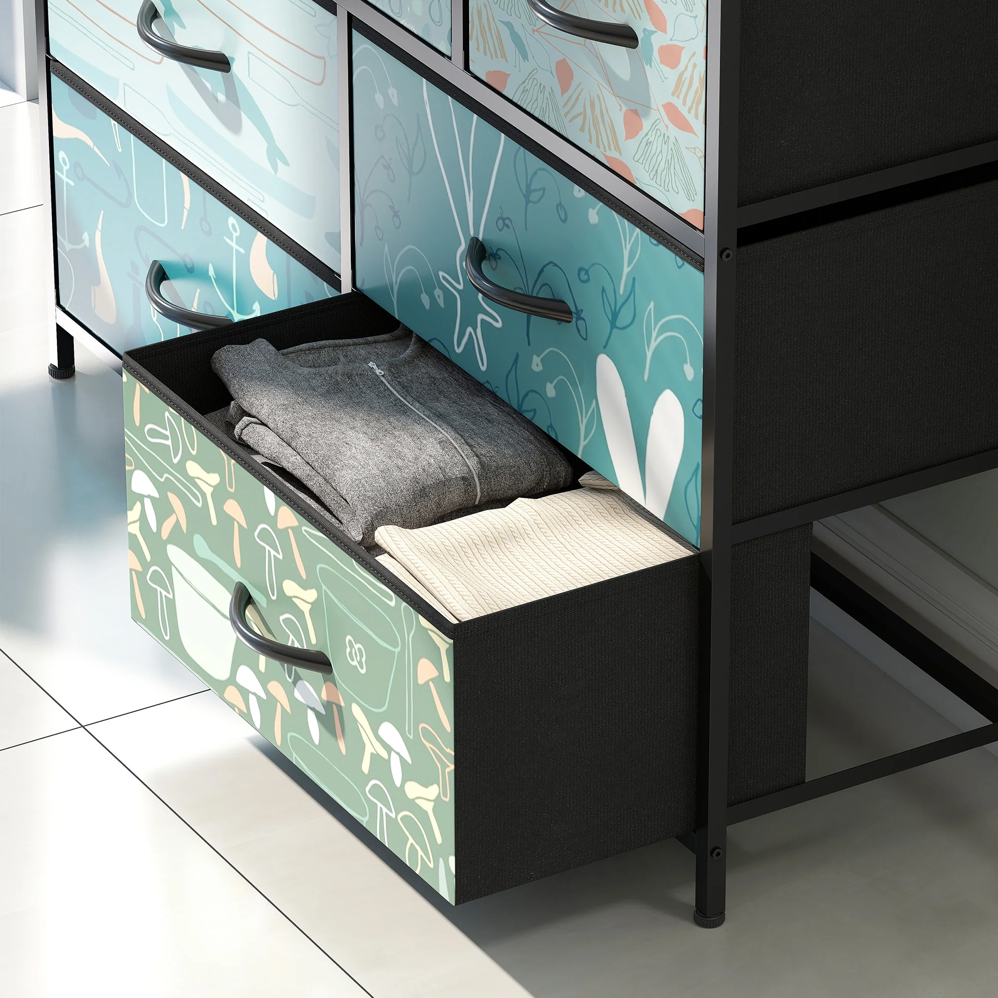 HOMCOM 7-Drawer Chest Of Drawers, Fabric Dresser With Open Shelf - Image 9