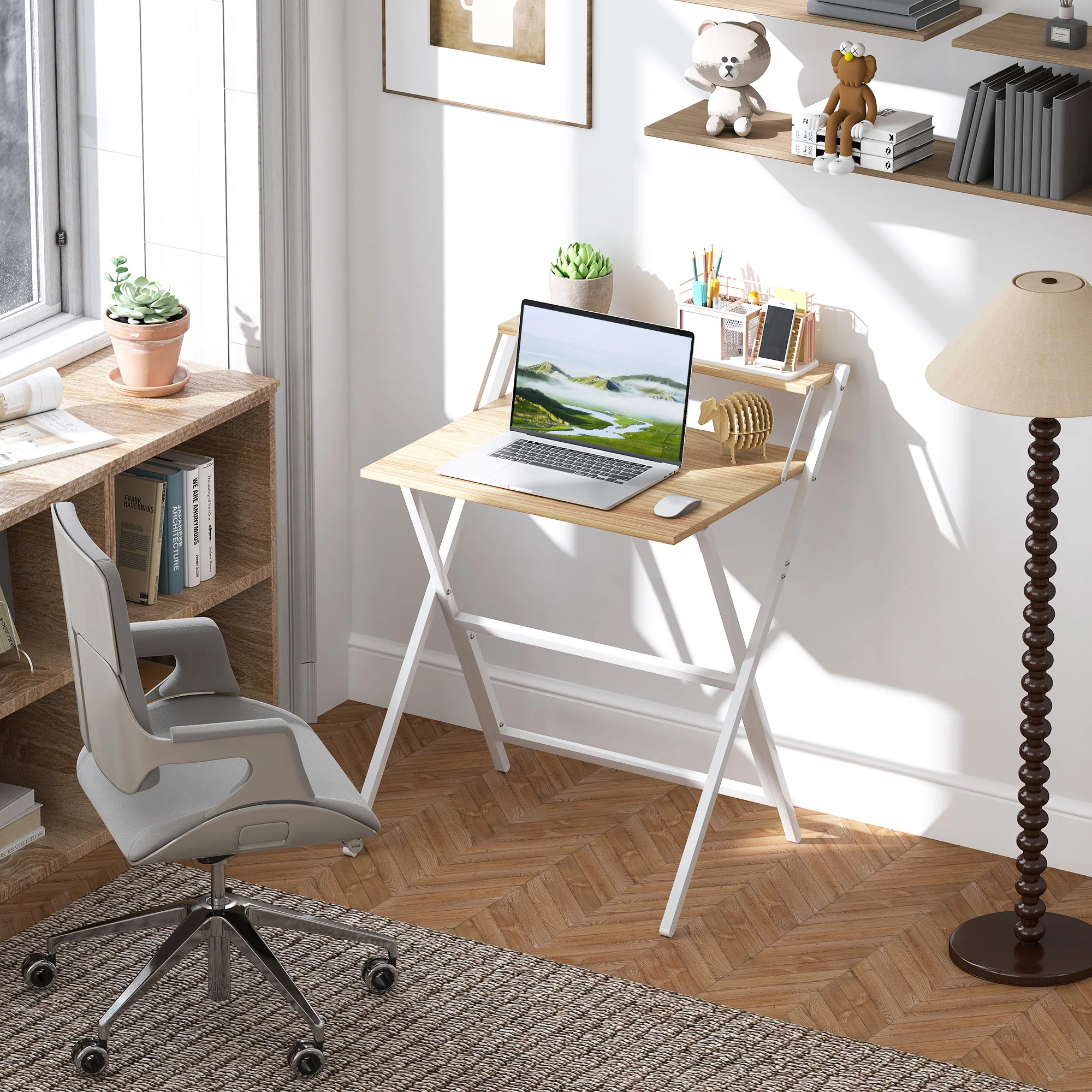 HOMCOM 70 Cm Folding Computer Desk For Small Spaces Bedroom - Image 2