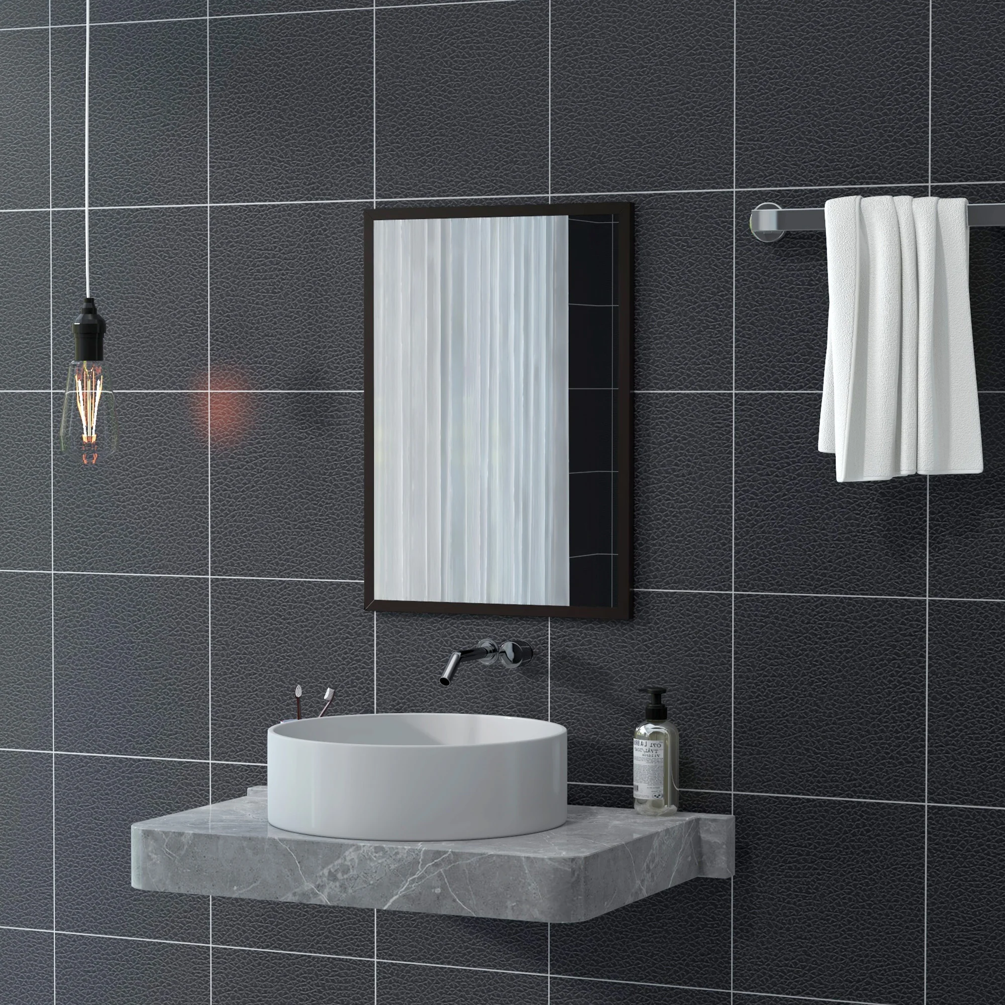 HOMCOM 70x50cm Wall Bathroom Mirror For Home Decor, Vanity Mirror, Black - Image 7