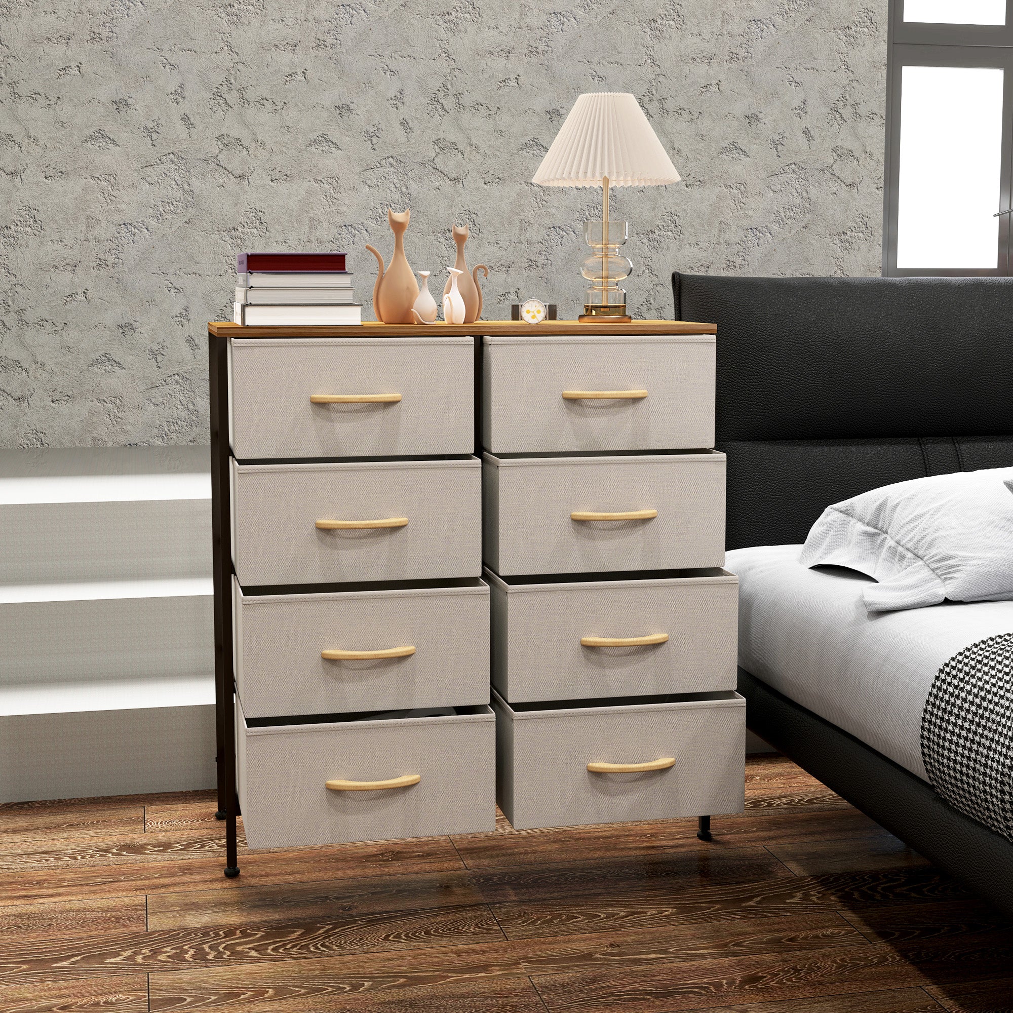 HOMCOM 8 Drawer Fabric Chest of Drawers w/ Wooden Top for Hallway - Image 17