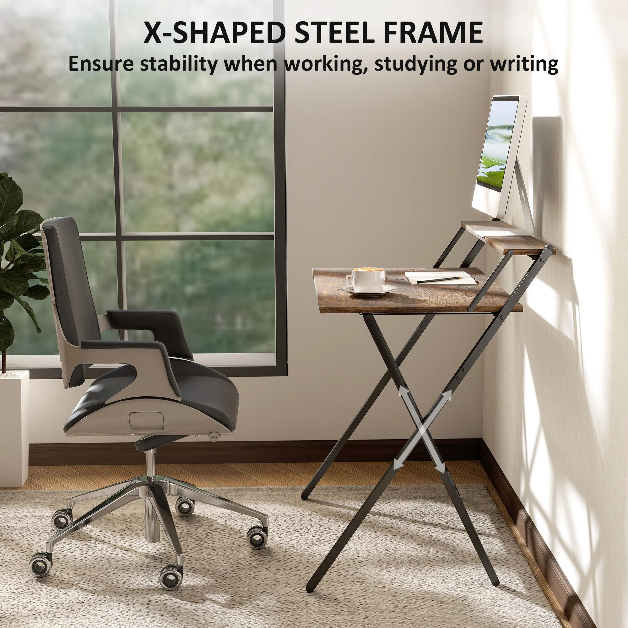 HOMCOM 81.5 Cm Folding Computer Desk For Small Spaces Bedroom - Image 15