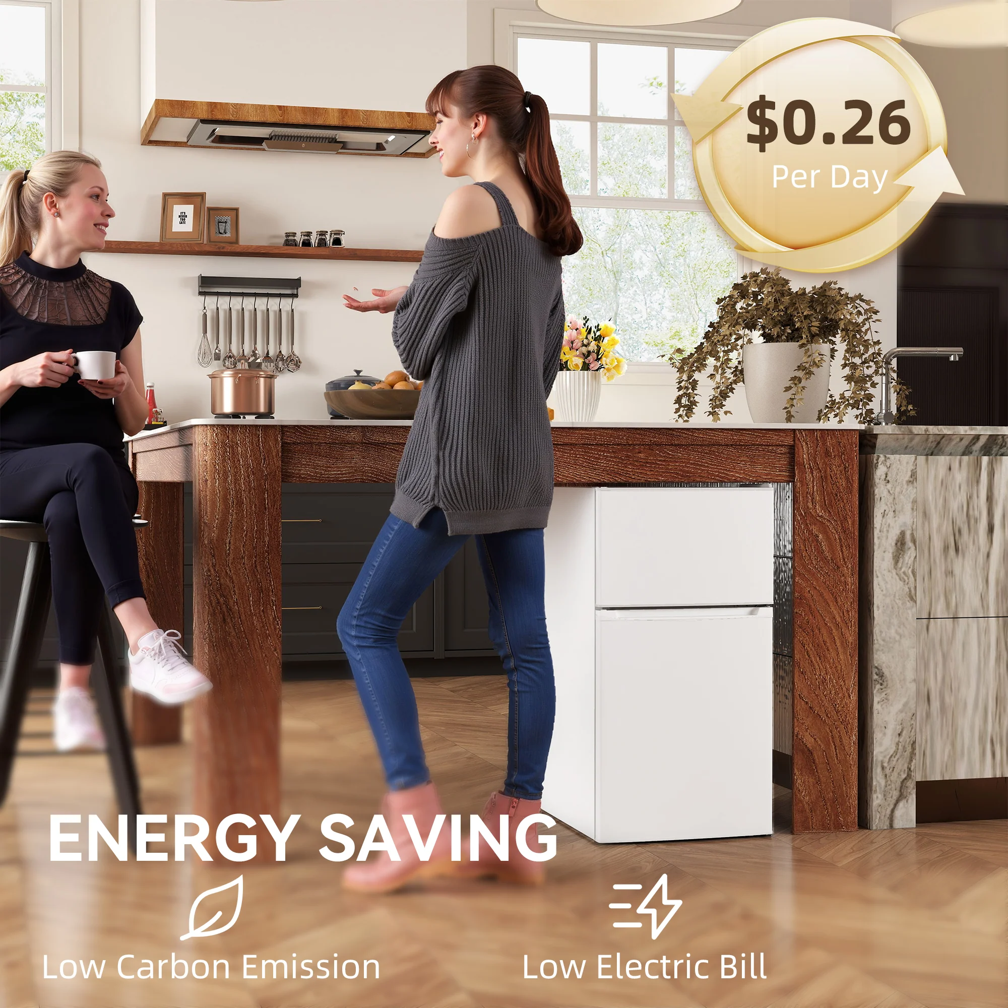 HOMCOM 88L Small Fridge Freezer With 5-Setting Thermostat, Inner Light - Image 16