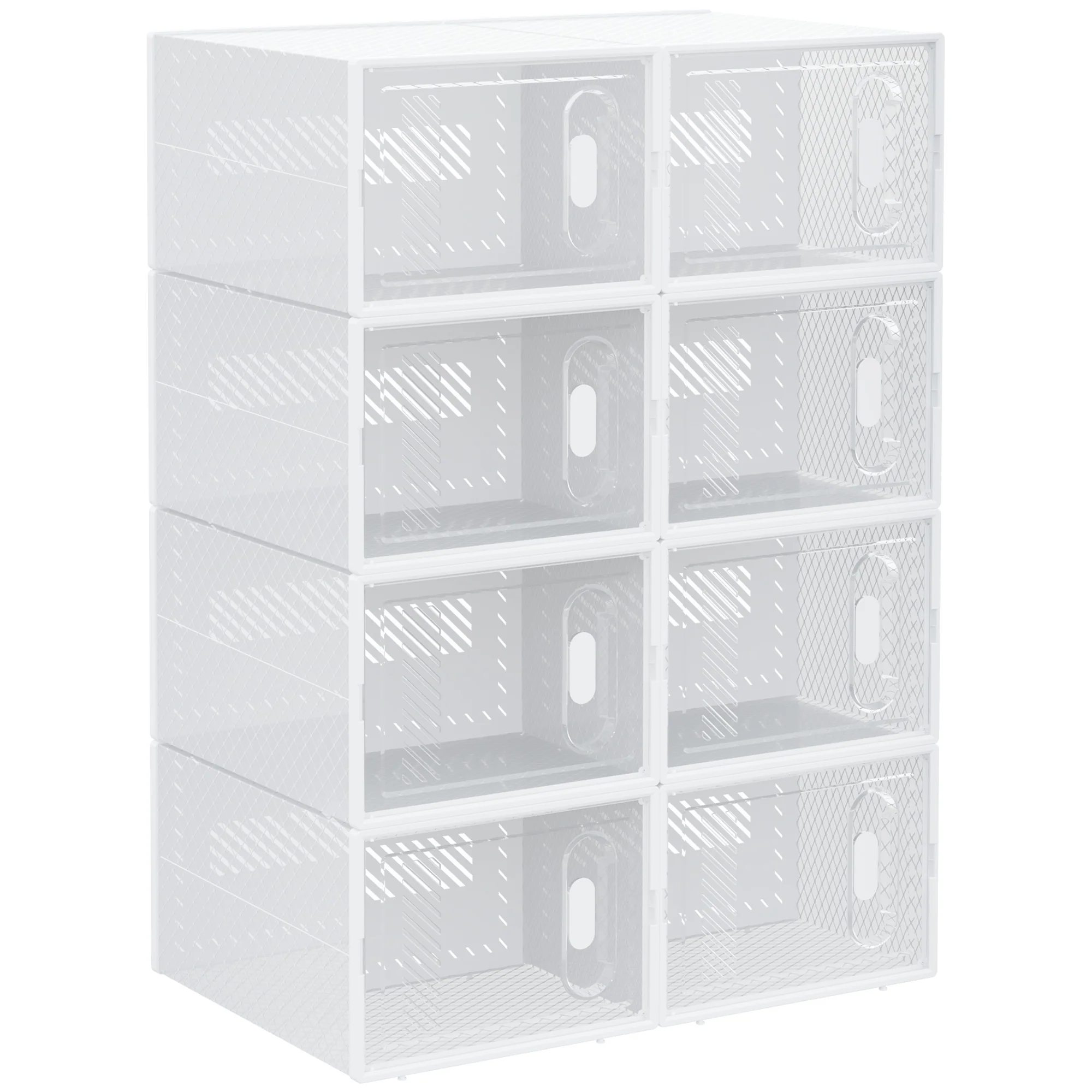 HOMCOM 8PCS Stackable Plastic Shoe Storage Box for UK/EU
