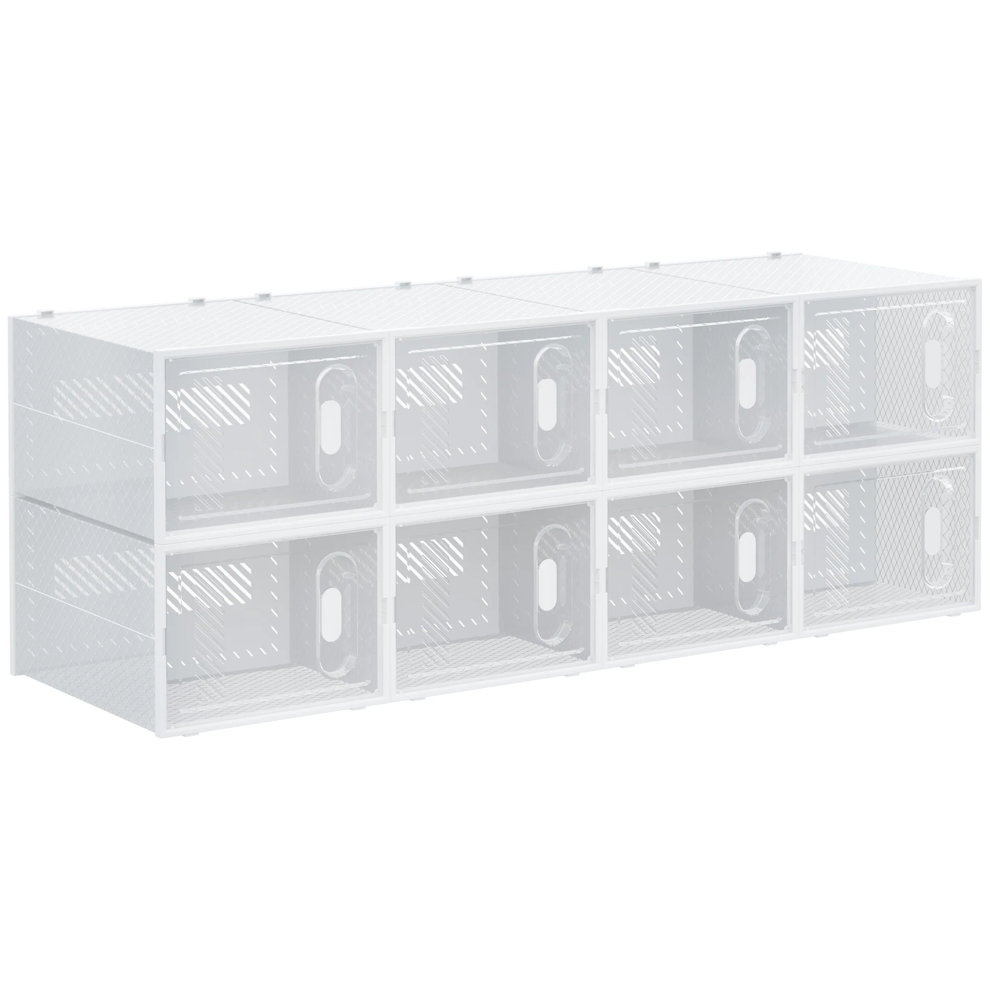 HOMCOM 8PCS Stackable Plastic Shoe Storage Box for UK/EU - Image 10