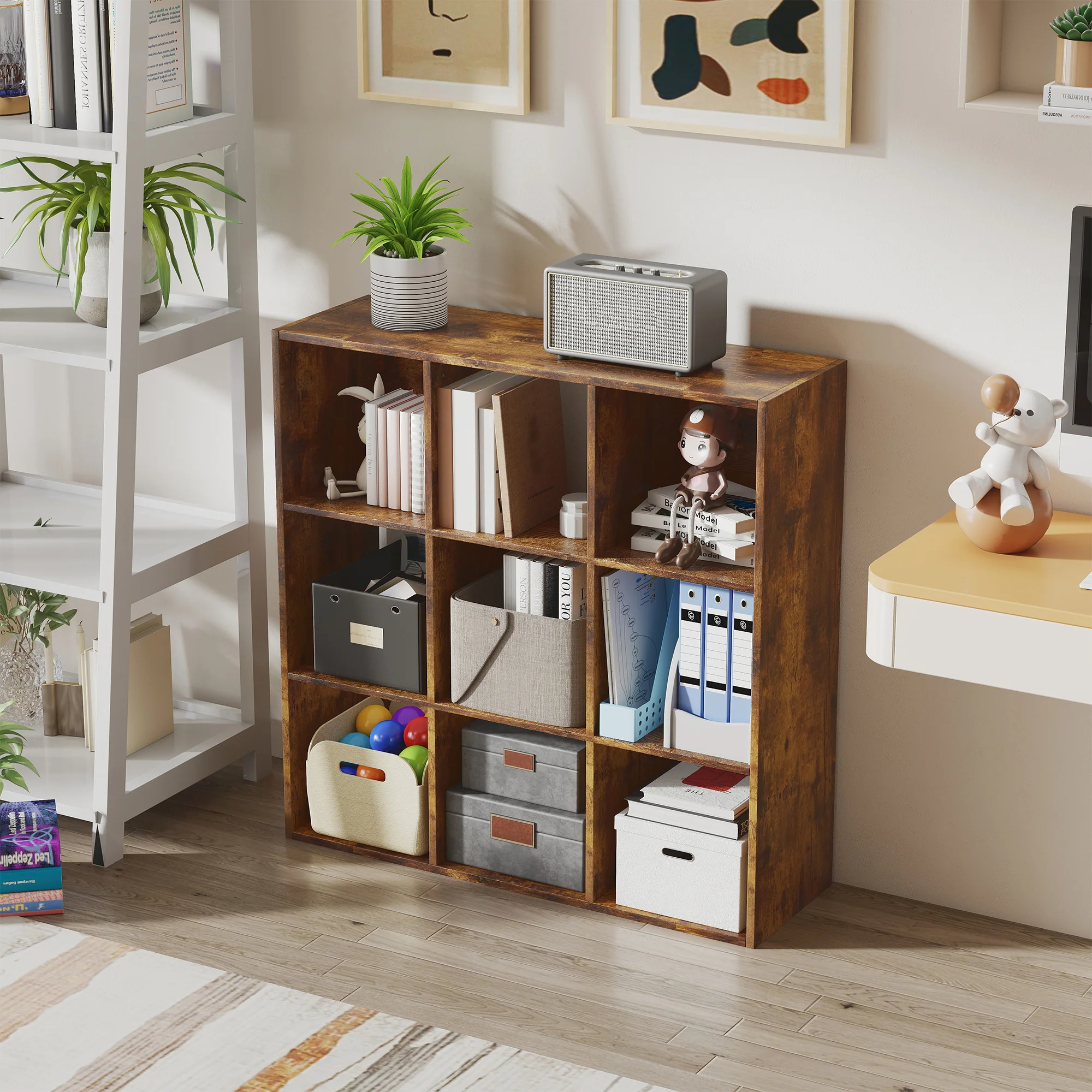 HOMCOM 9 Cube Storage Cupboard Bookcase Bookshelf Home Office, - Image 7