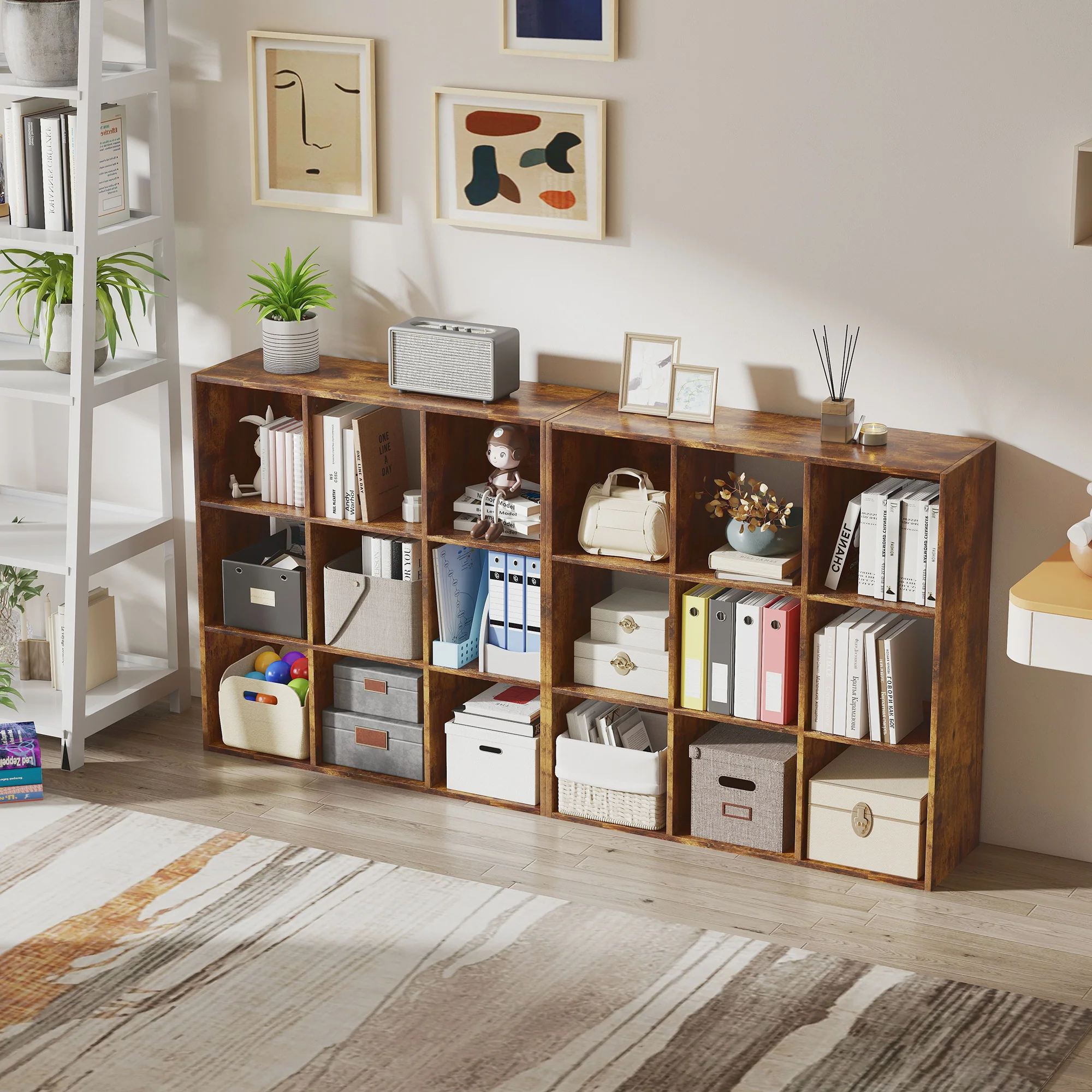 HOMCOM 9 Cube Storage Cupboard Bookcase Bookshelf Home Office, - Image 9