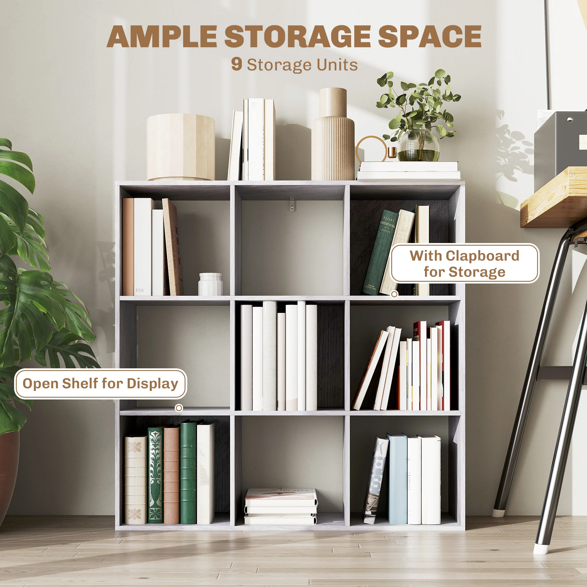 HOMCOM 9 Cube Storage Unit Cabinet Bookcase Display Shelves - Image 12