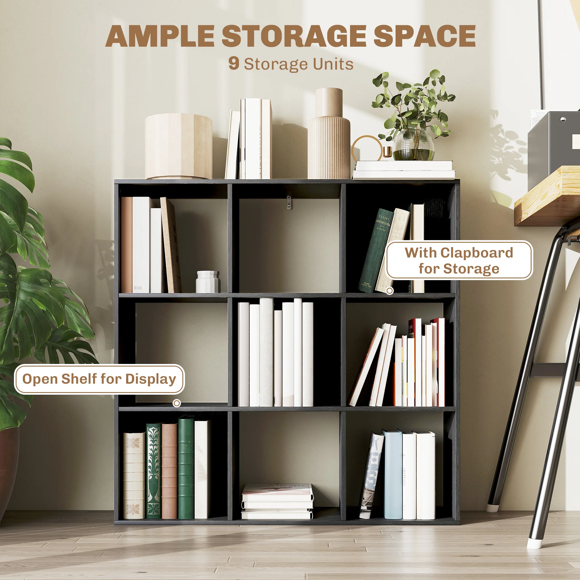 HOMCOM 9 Cube Storage Unit Cabinet Bookcase Display Shelves - Image 3