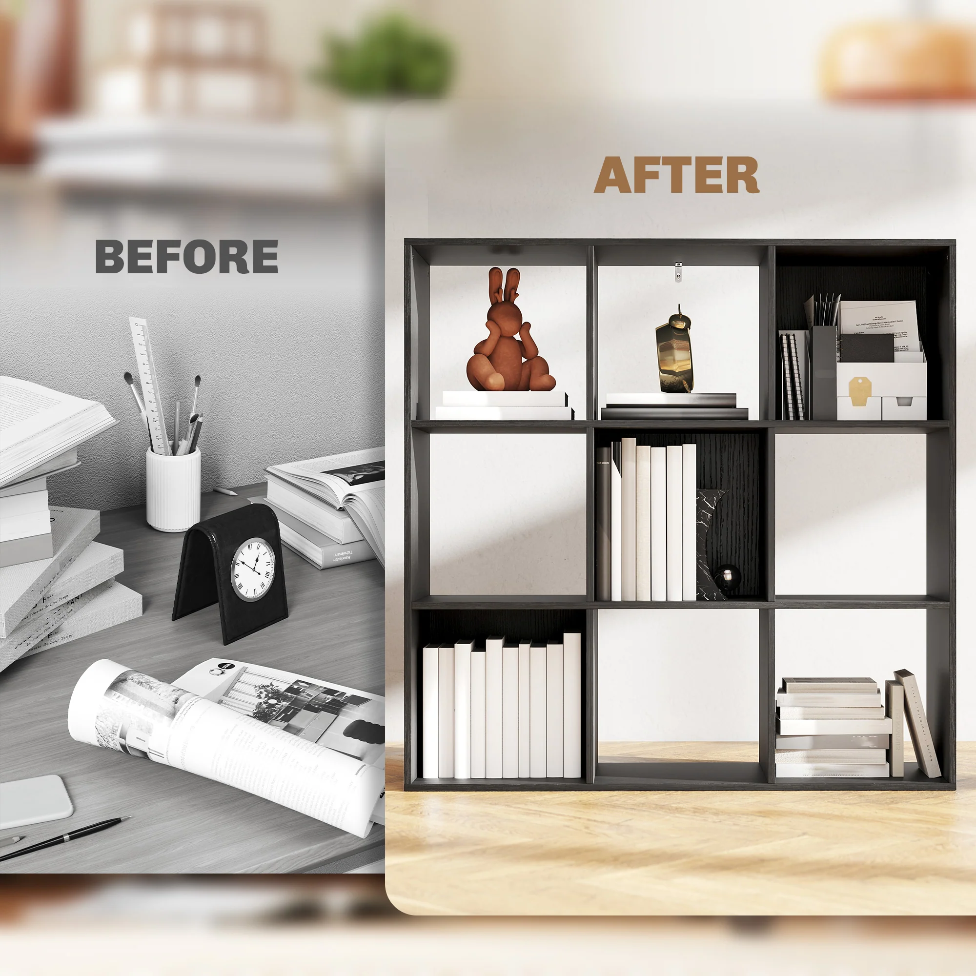 HOMCOM 9 Cube Storage Unit Cabinet Bookcase Display Shelves - Image 7