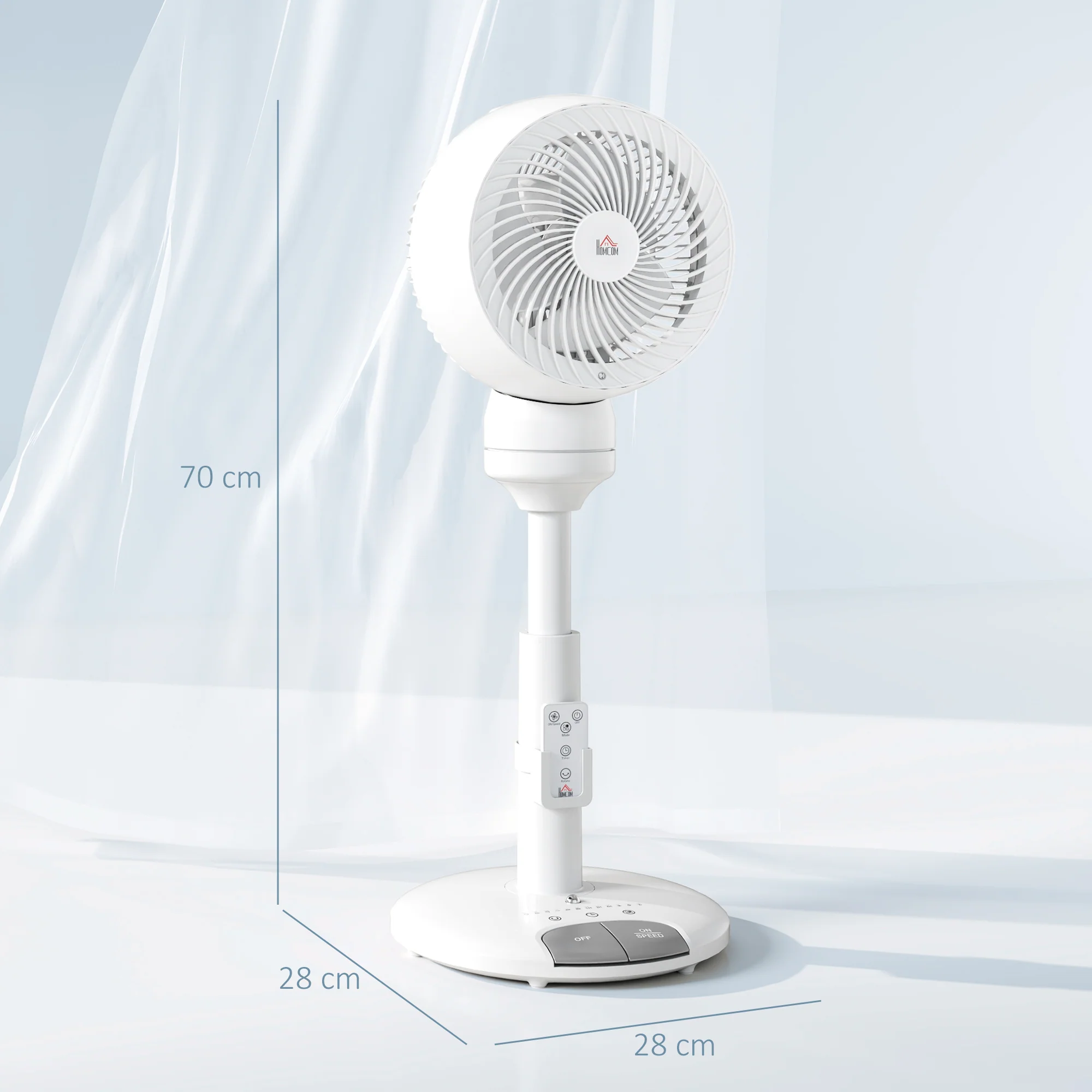 HOMCOM 9 Inch Height Adjustable Air Circulator Fan 70° Oscillating 9 Setting - Image 5