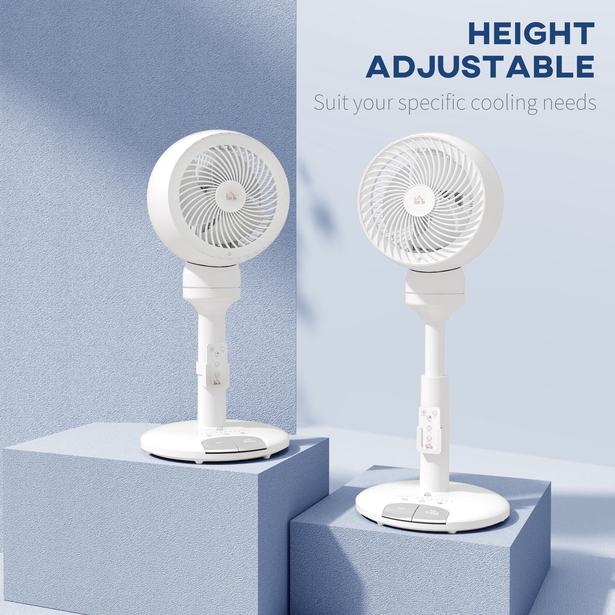 HOMCOM 9 Inch Height Adjustable Air Circulator Fan 70° Oscillating 9 Setting - Image 8