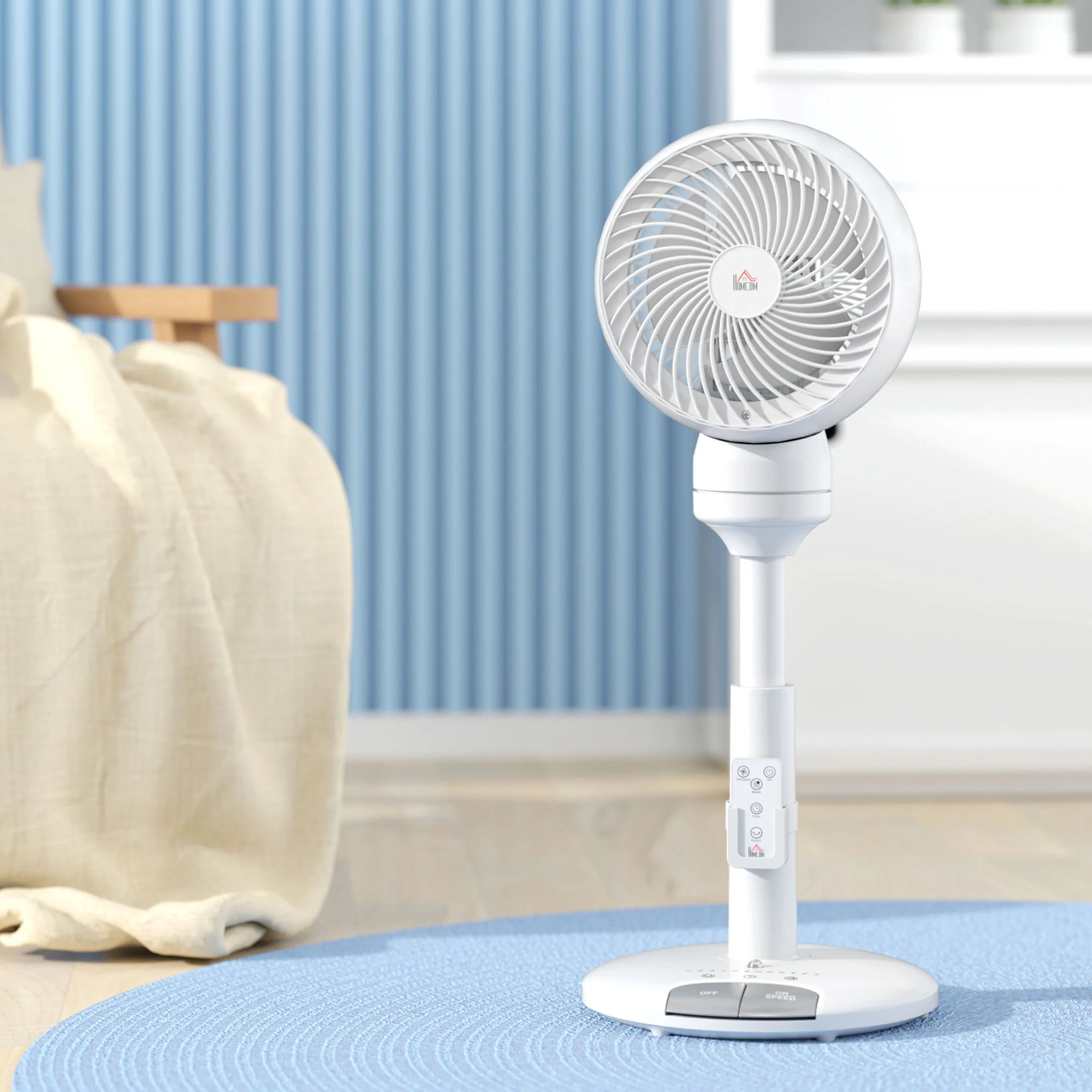 HOMCOM 9 Inch Height Adjustable Air Circulator Fan 70° Oscillating 9 Setting - Image 9
