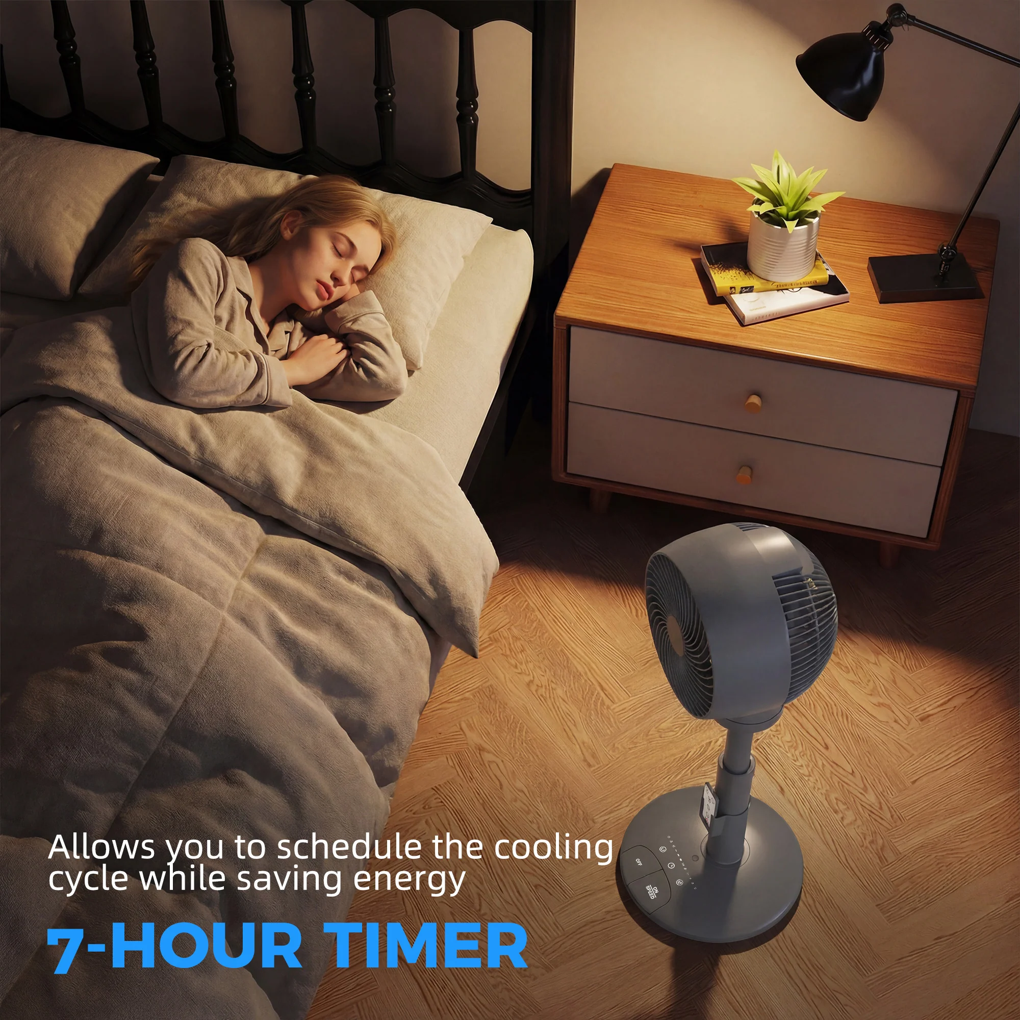 HOMCOM 9" Pedestal Cooling Fan With Adjustable Speed And Mode, Grey - Image 7