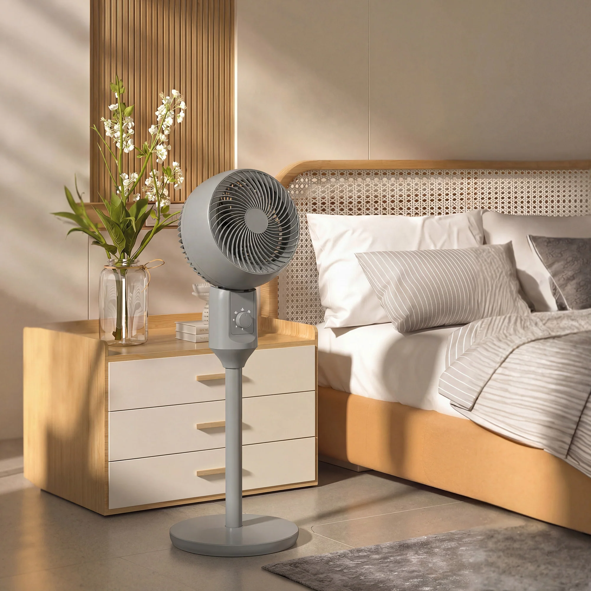 HOMCOM 9" Pedestal Cooling Fan With Adjustable Speed, Grey - Image 8