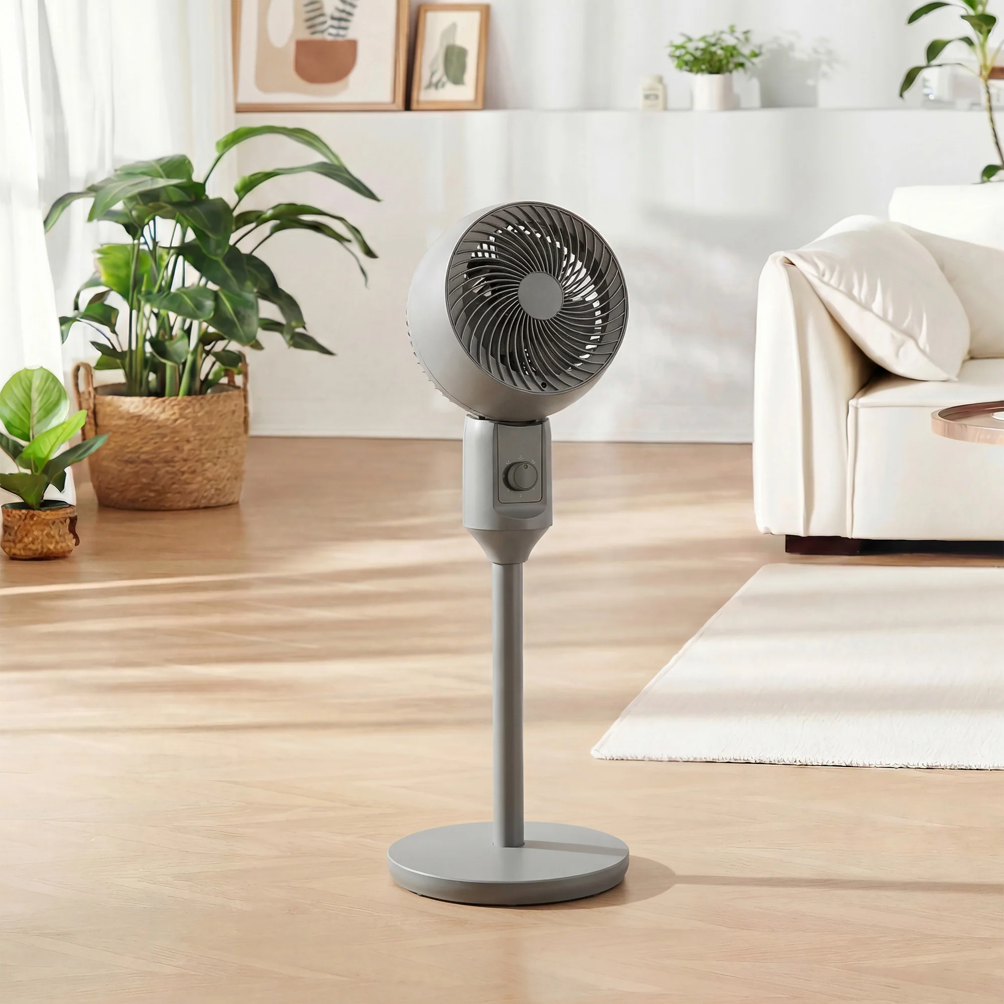 HOMCOM 9" Pedestal Cooling Fan With Adjustable Speed, Grey - Image 9