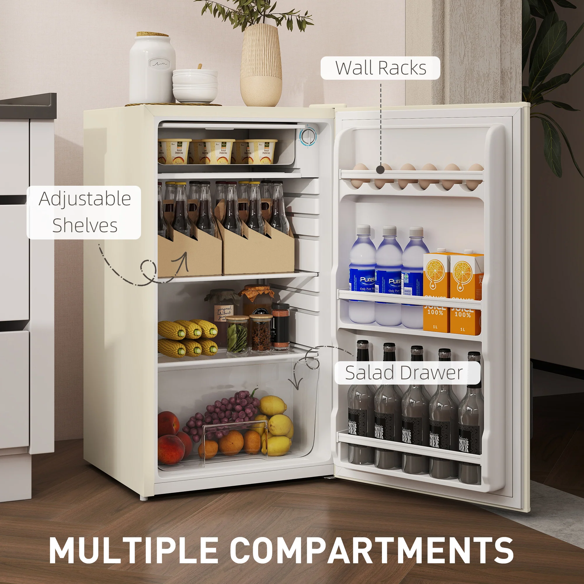 HOMCOM 91L Freestanding Under Counter Fridge - Image 6