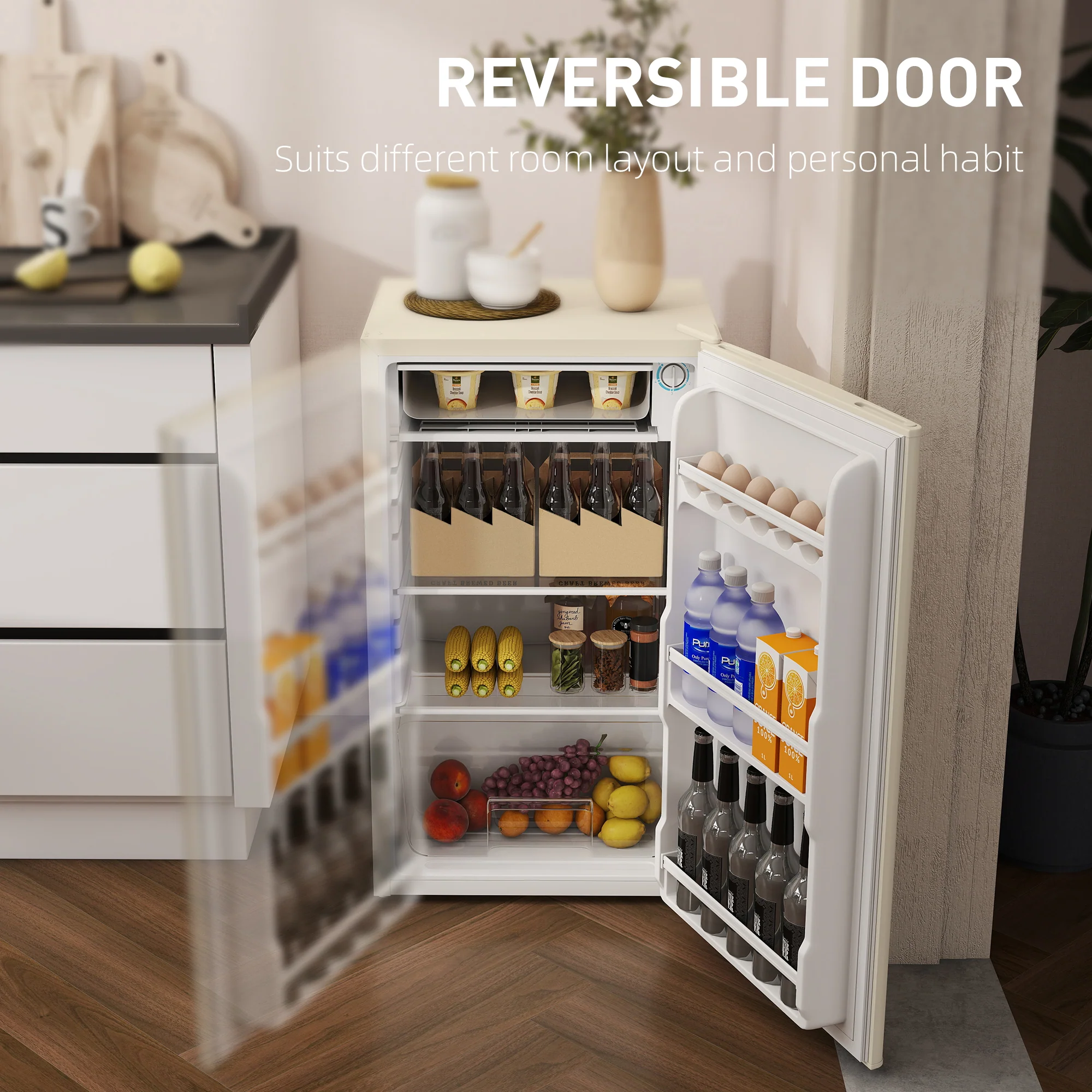 HOMCOM 91L Freestanding Under Counter Fridge - Image 7