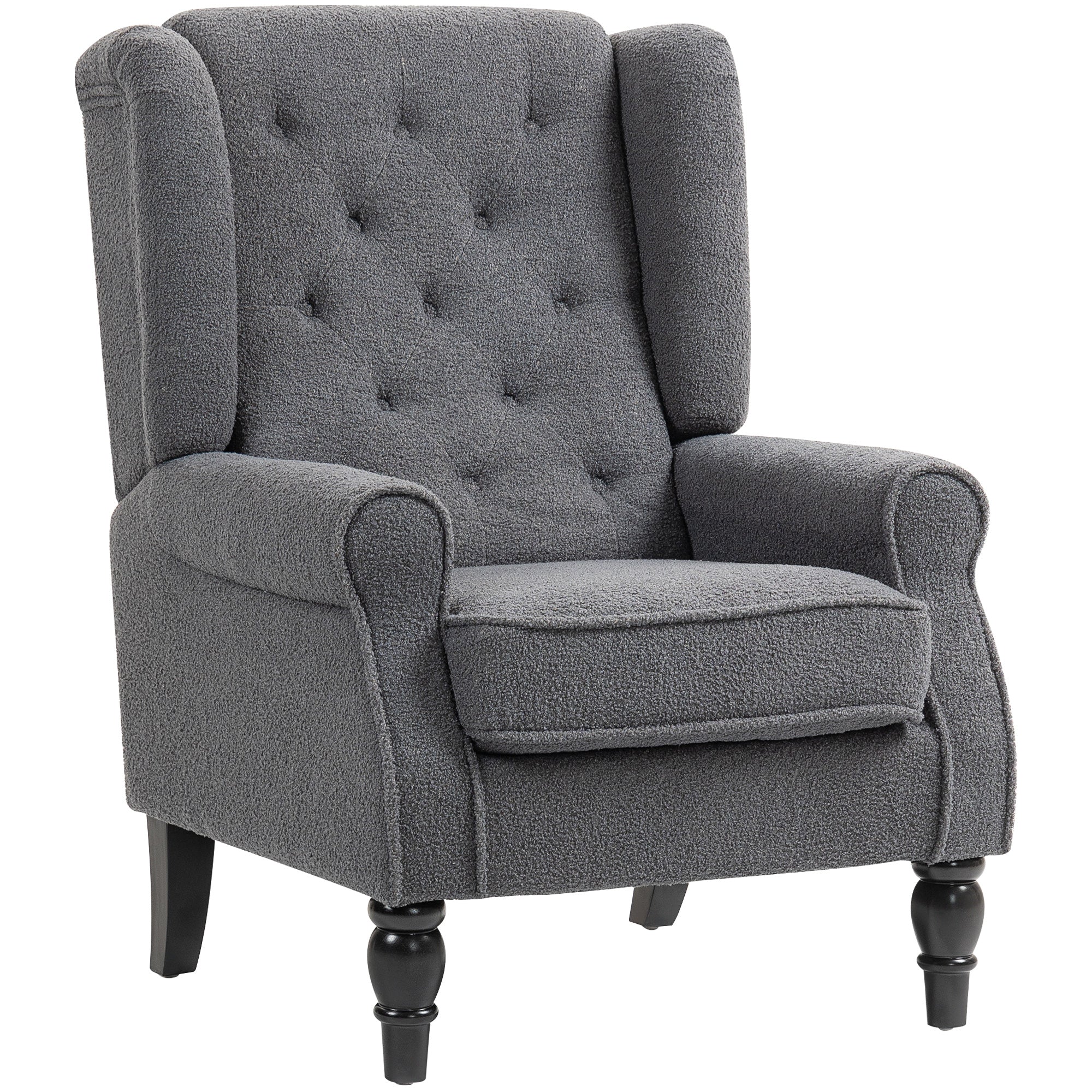 HOMCOM Accent Chair Wingback Armchair Retro Tufted Club Wood Fabric - Image 19