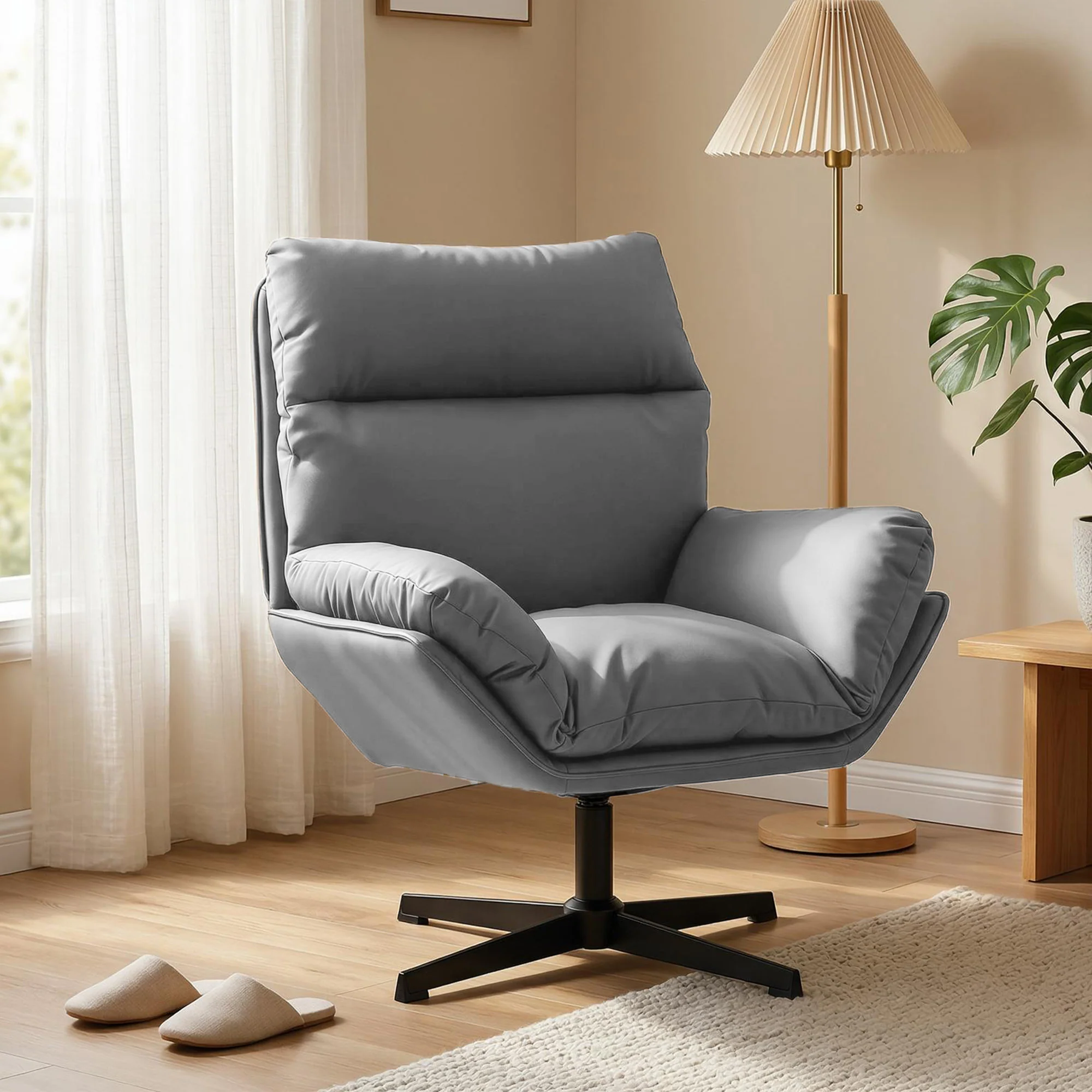 HOMCOM Accent Chair With 360 Swivel Dark Grey