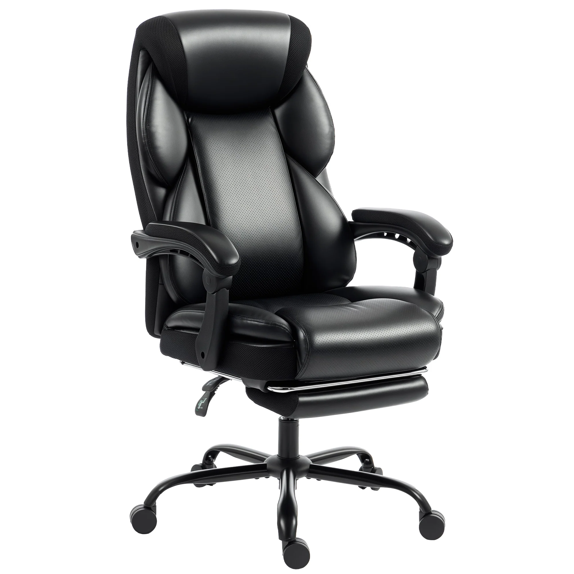 HOMCOM Adjustable Office Chair With Footrest, Armrest, Casters, Black