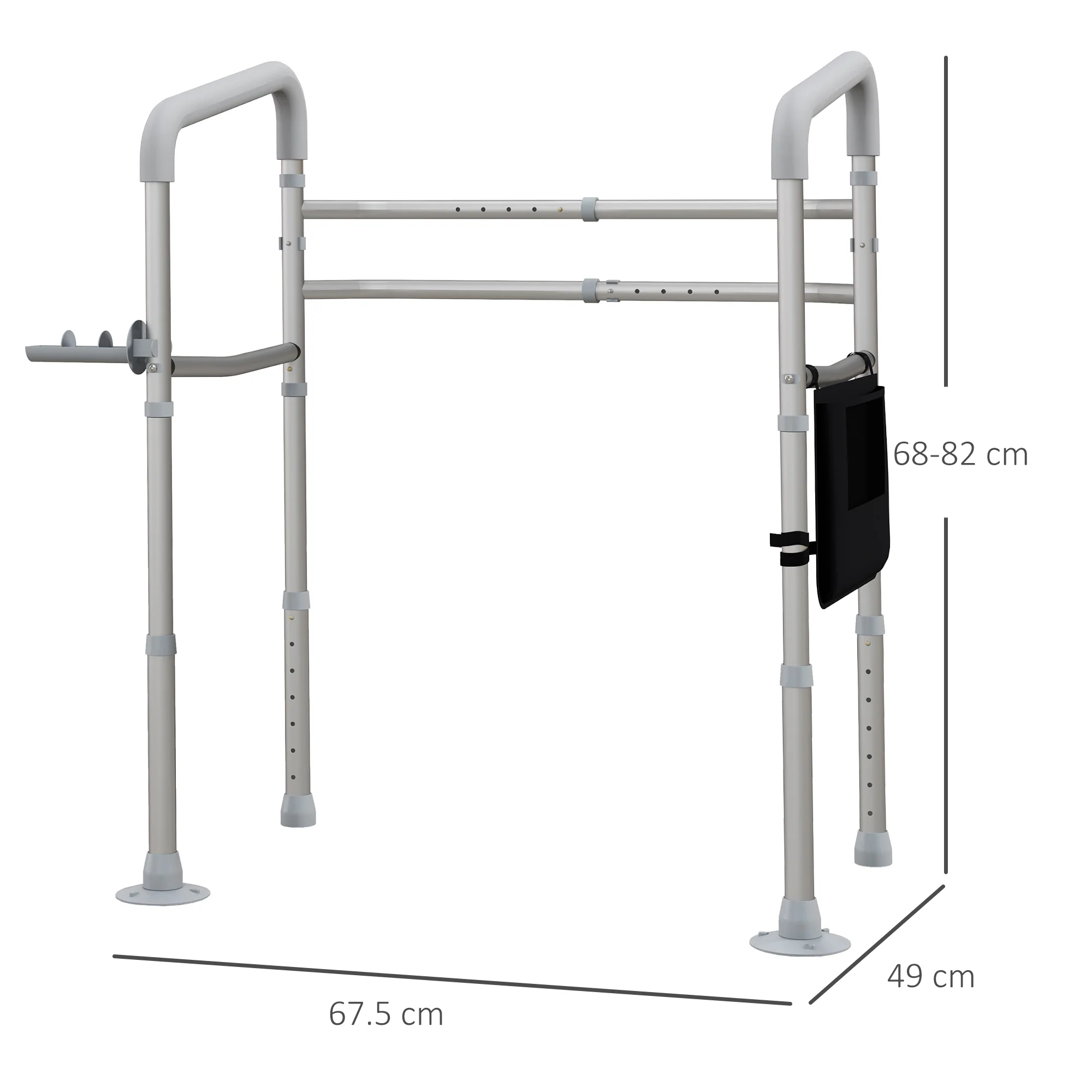 HOMCOM Adjustable Toilet Safety Frame with Additional Rubber Tips Storage - Image 5