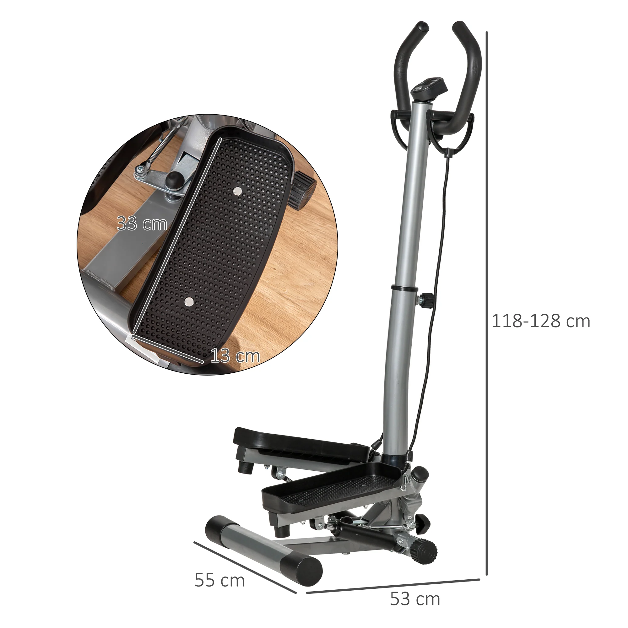 HOMCOM Adjustable Twist Stepper Step Machine For Home Gym Aerobic Workout - Image 5