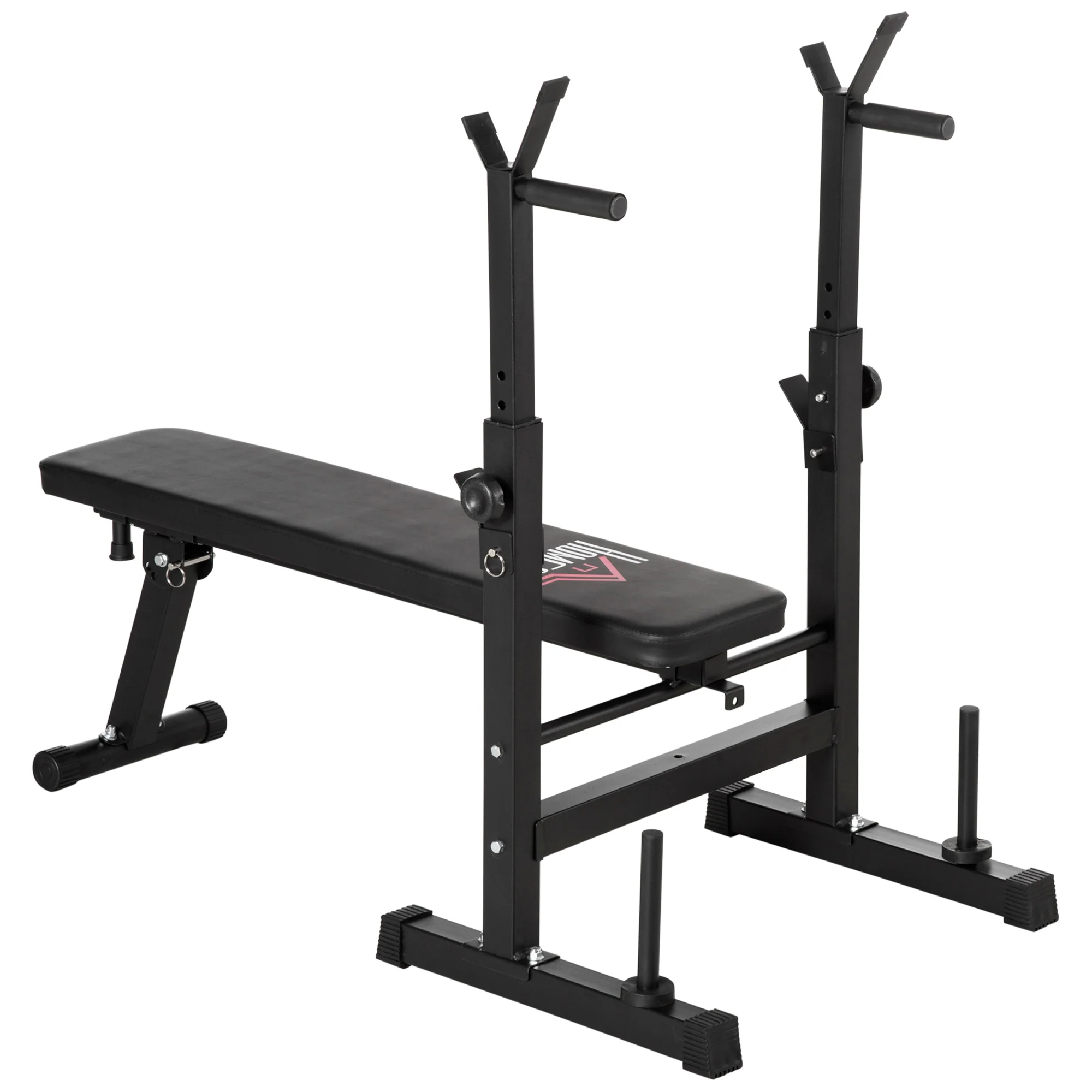 HOMCOM Adjustable Weight Bench With Barbell Rack And Dip Station, Black