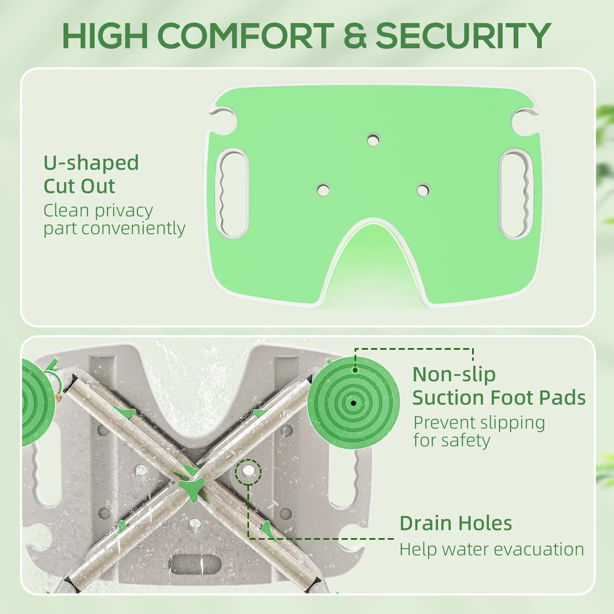 HOMCOM Aluminium Shower Stool For Elderly Disabled Non-Slip Bath Stool - Image 4