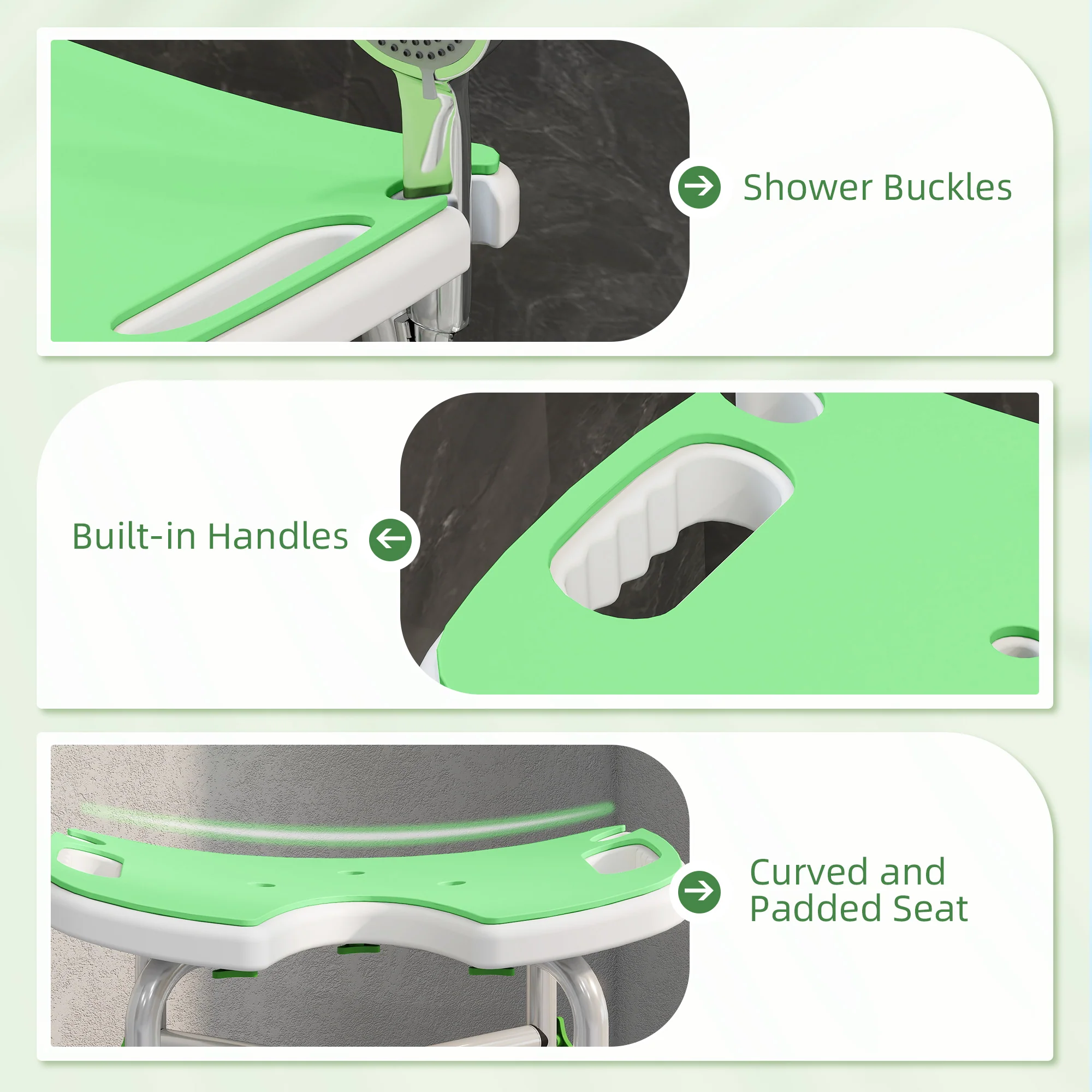 HOMCOM Aluminium Shower Stool For Elderly Disabled Non-Slip Bath Stool - Image 7