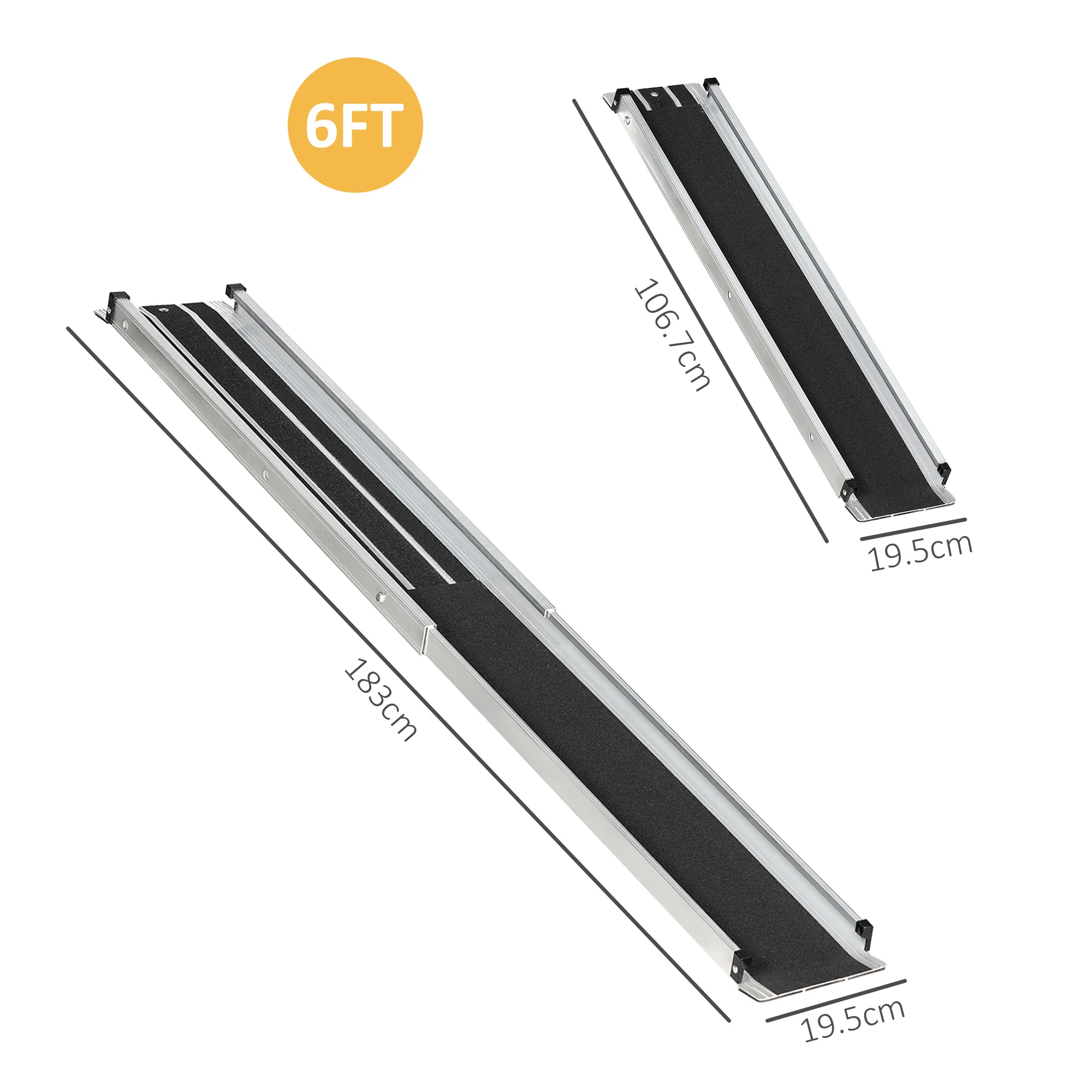 HOMCOM Aluminium Telescopic Wheelchair Ramps, 183cm, 270kg, Folding Ramp - Image 5