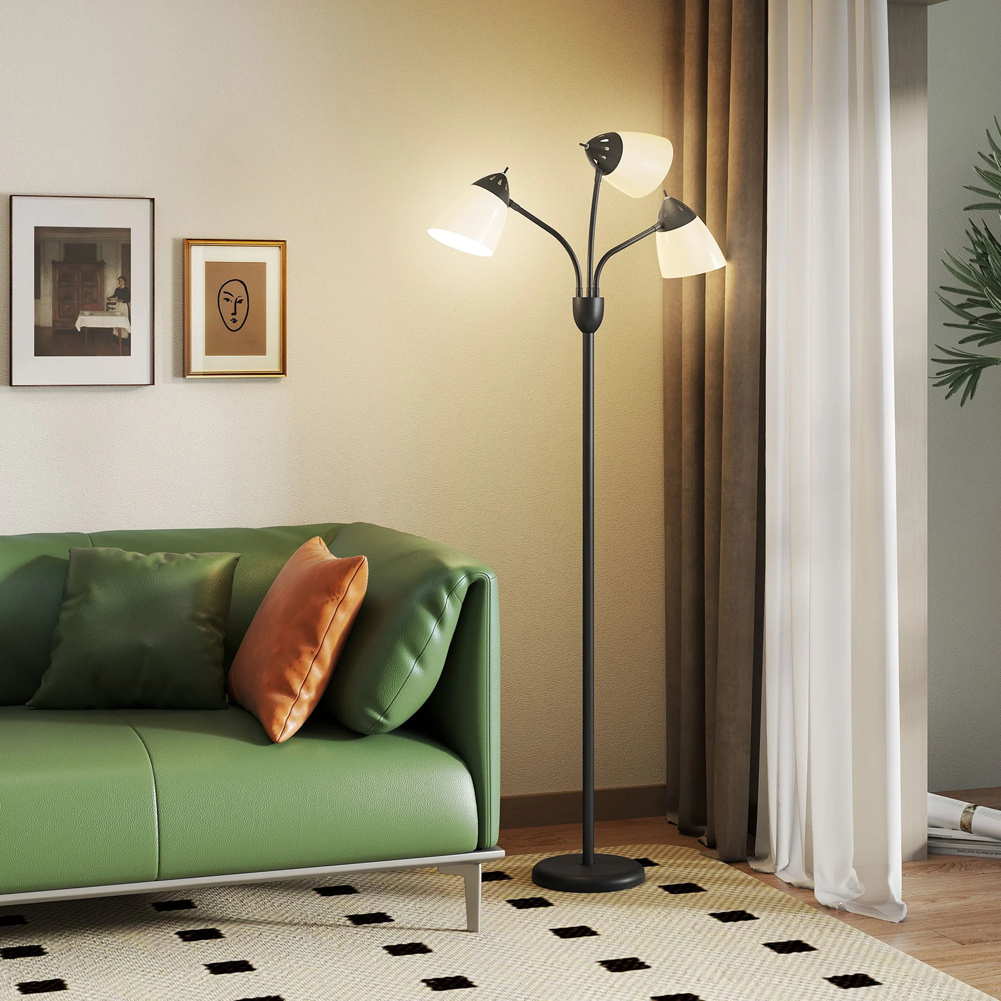 HOMCOM Arc Tree Floor Lamp With 3000K/4500K/6500K Colour Temperatures Black - Image 2
