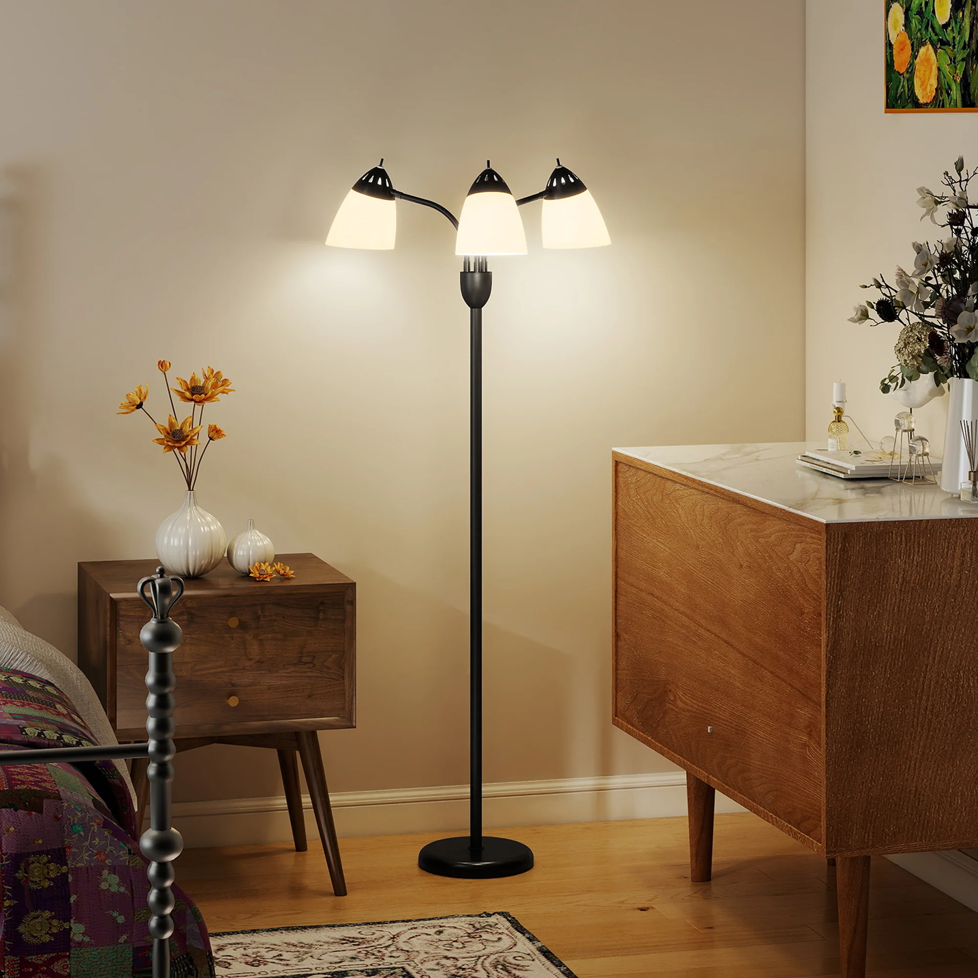 HOMCOM Arc Tree Floor Lamp With 3000K/4500K/6500K Colour Temperatures Black - Image 9