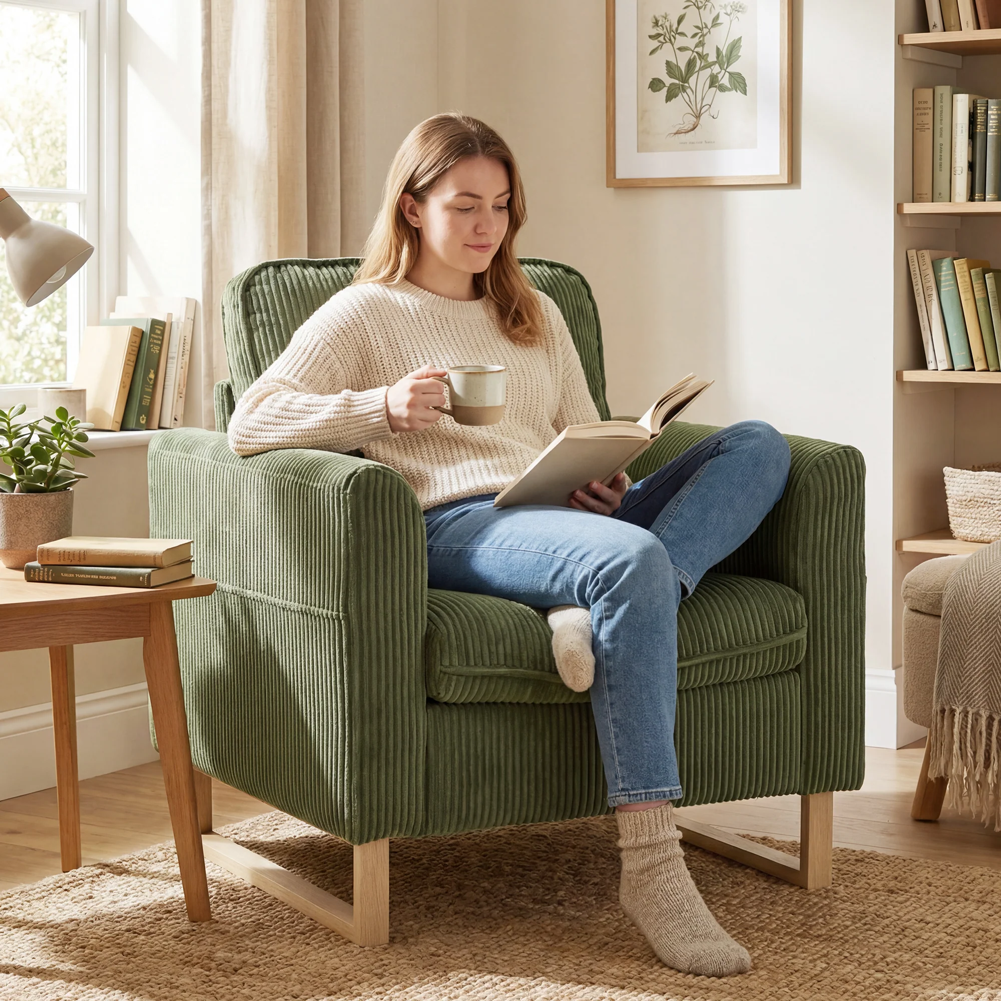 HOMCOM Armchair with Metal Legs and Spring Dark Green - Image 2