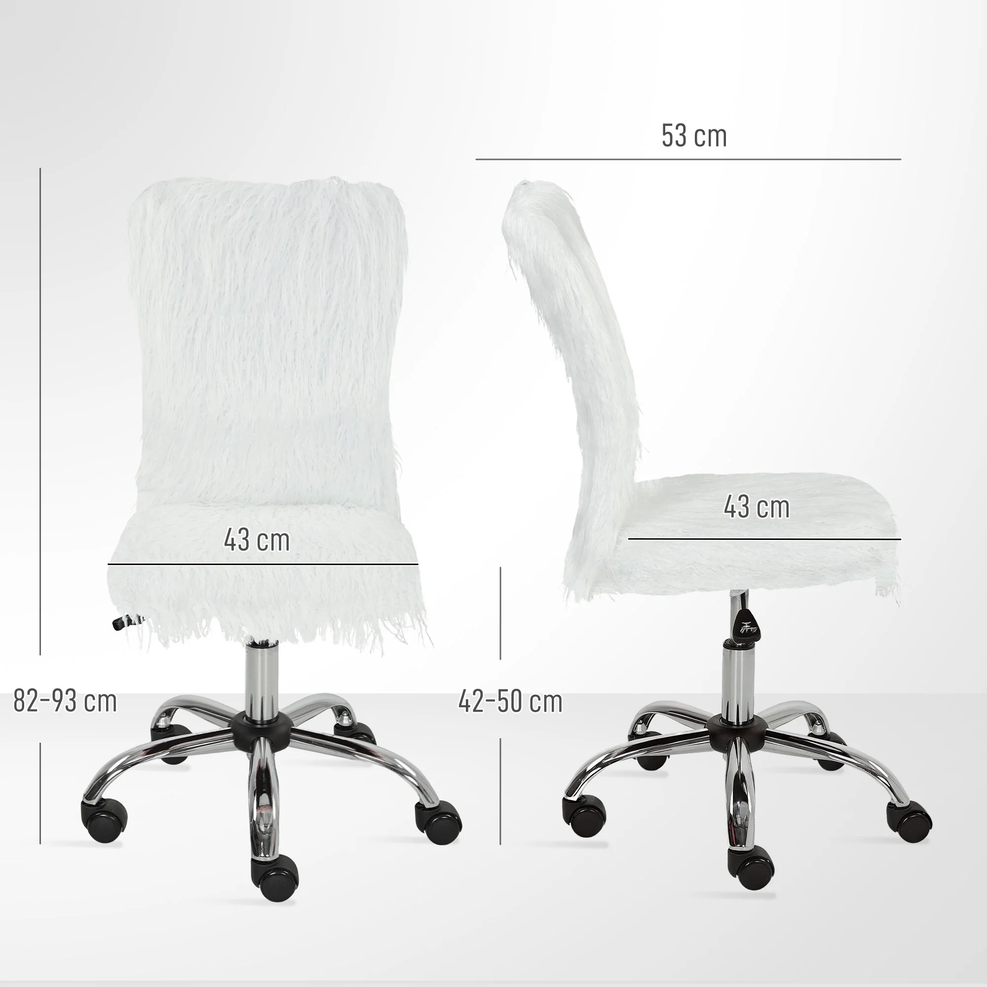HOMCOM Armless Makeup Vanity Chair, Swivel Computer Chair - Image 14